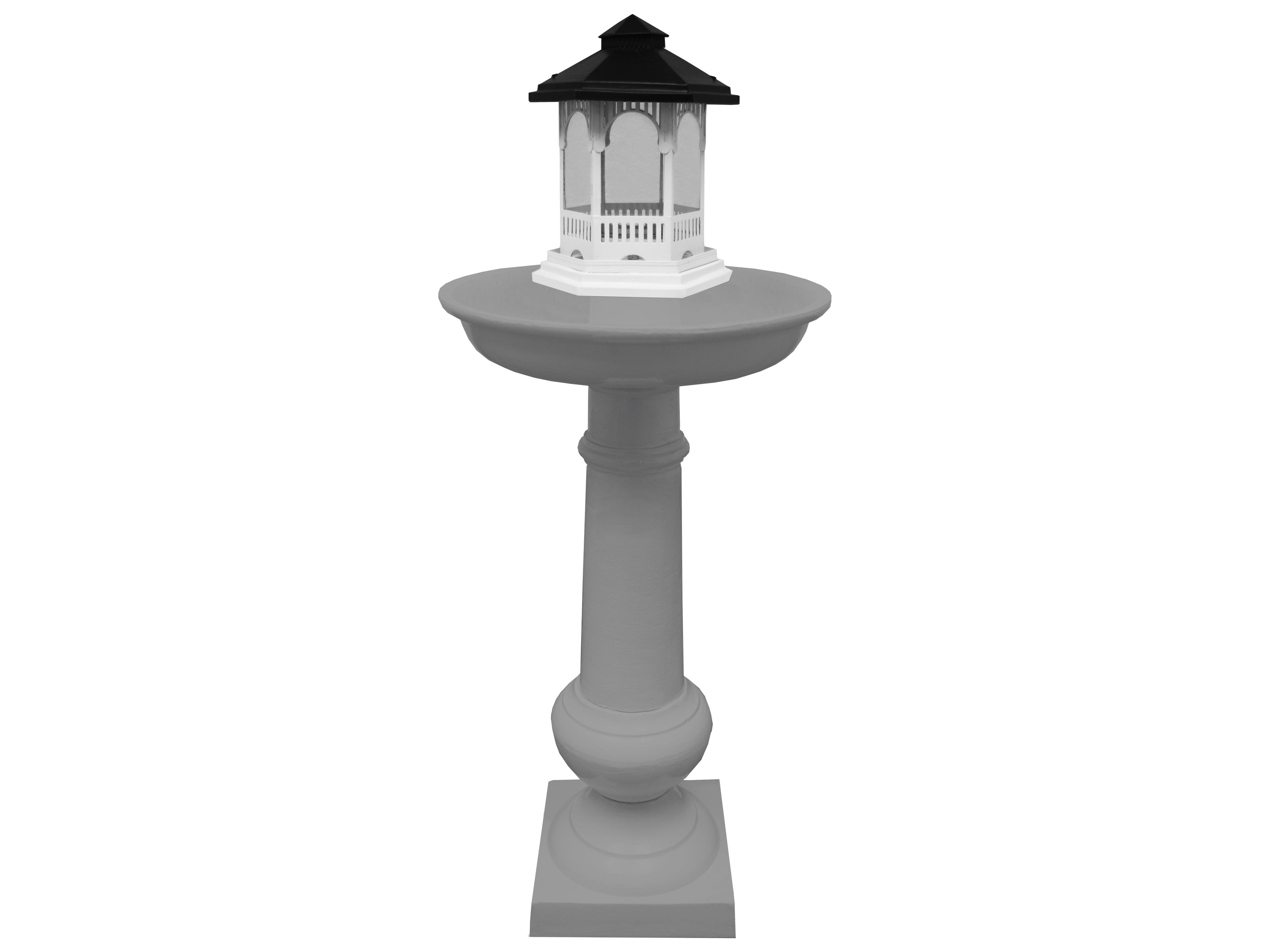 Oakland Living Modern Round Cast Aluminum 40'' Grey Bird Bath and Bird Feeder Combo