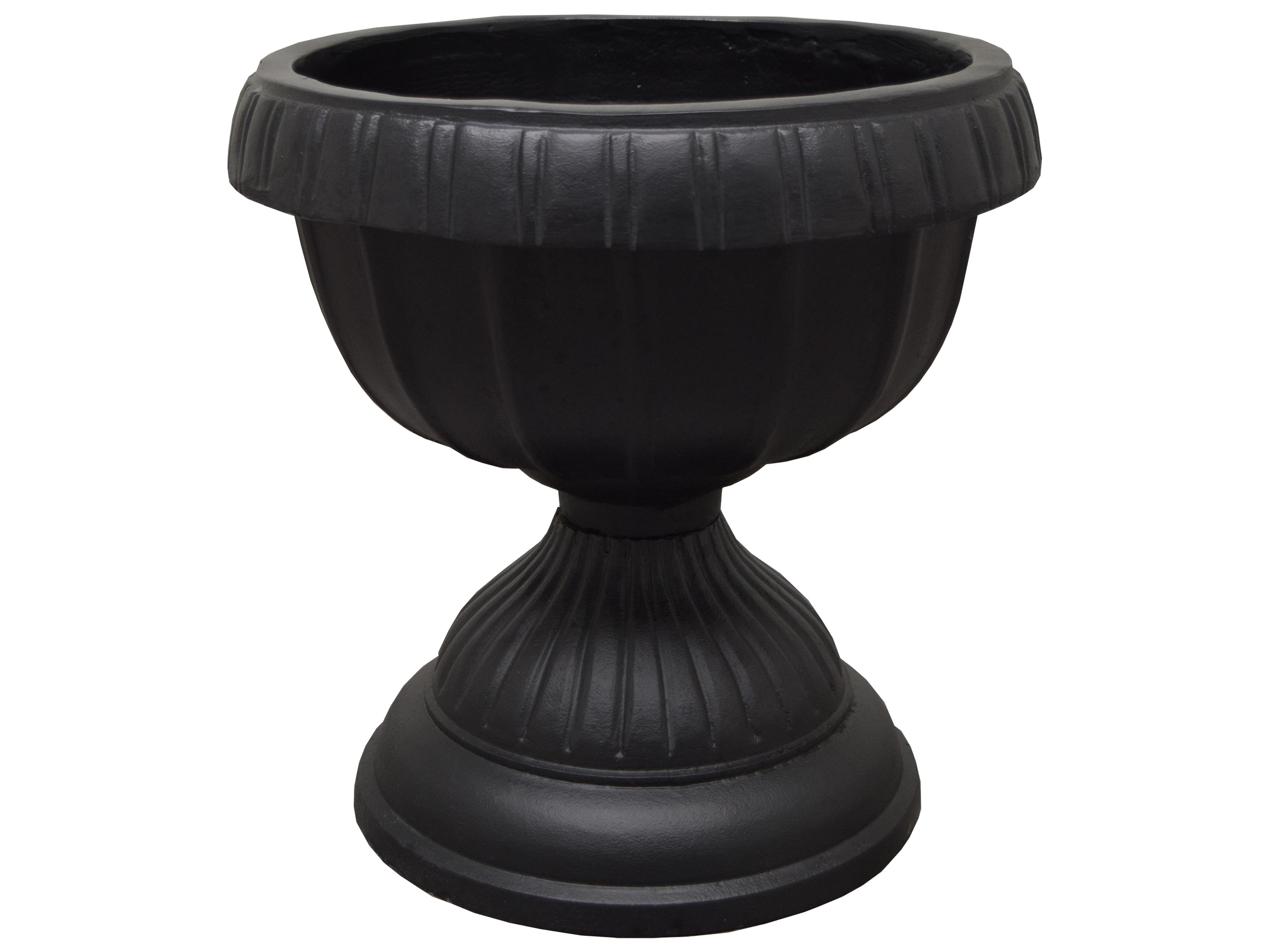 Oakland Living Ornate Round Cast Aluminum 35'' Black Bird Bath and Planter Vase Combo