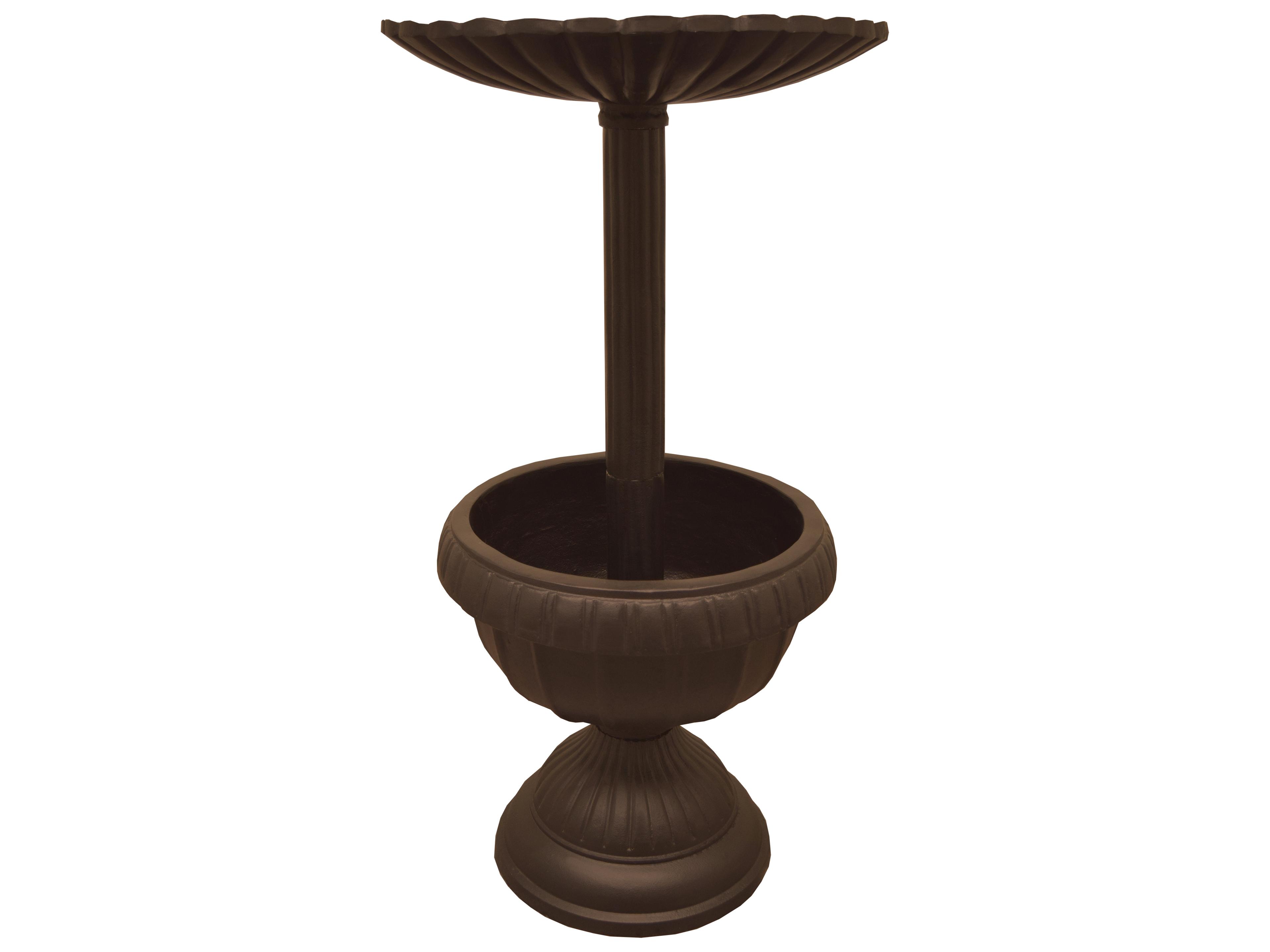 Oakland Living Ornate Round Cast Aluminum 35'' Brown Bird Bath and Planter Vase Combo