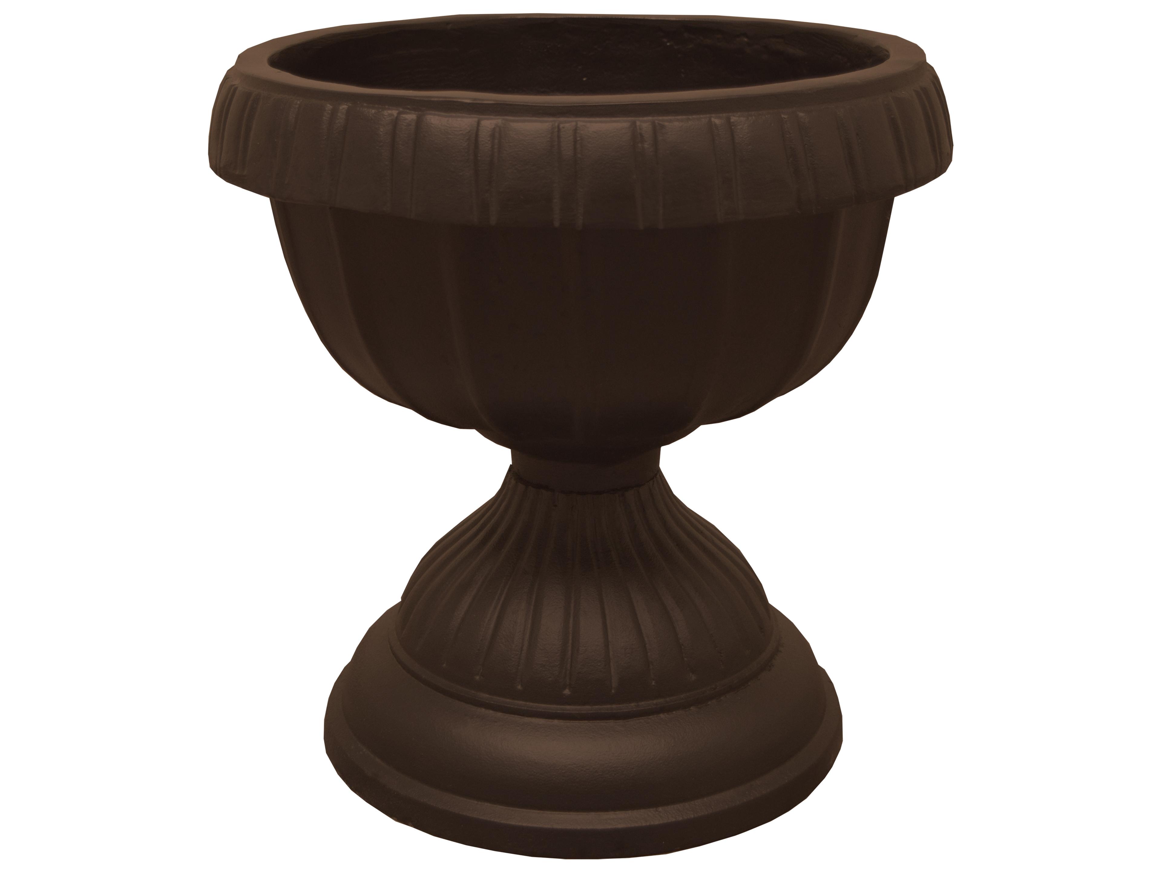 Oakland Living Ornate Round Cast Aluminum 35'' Brown Bird Bath and Planter Vase Combo