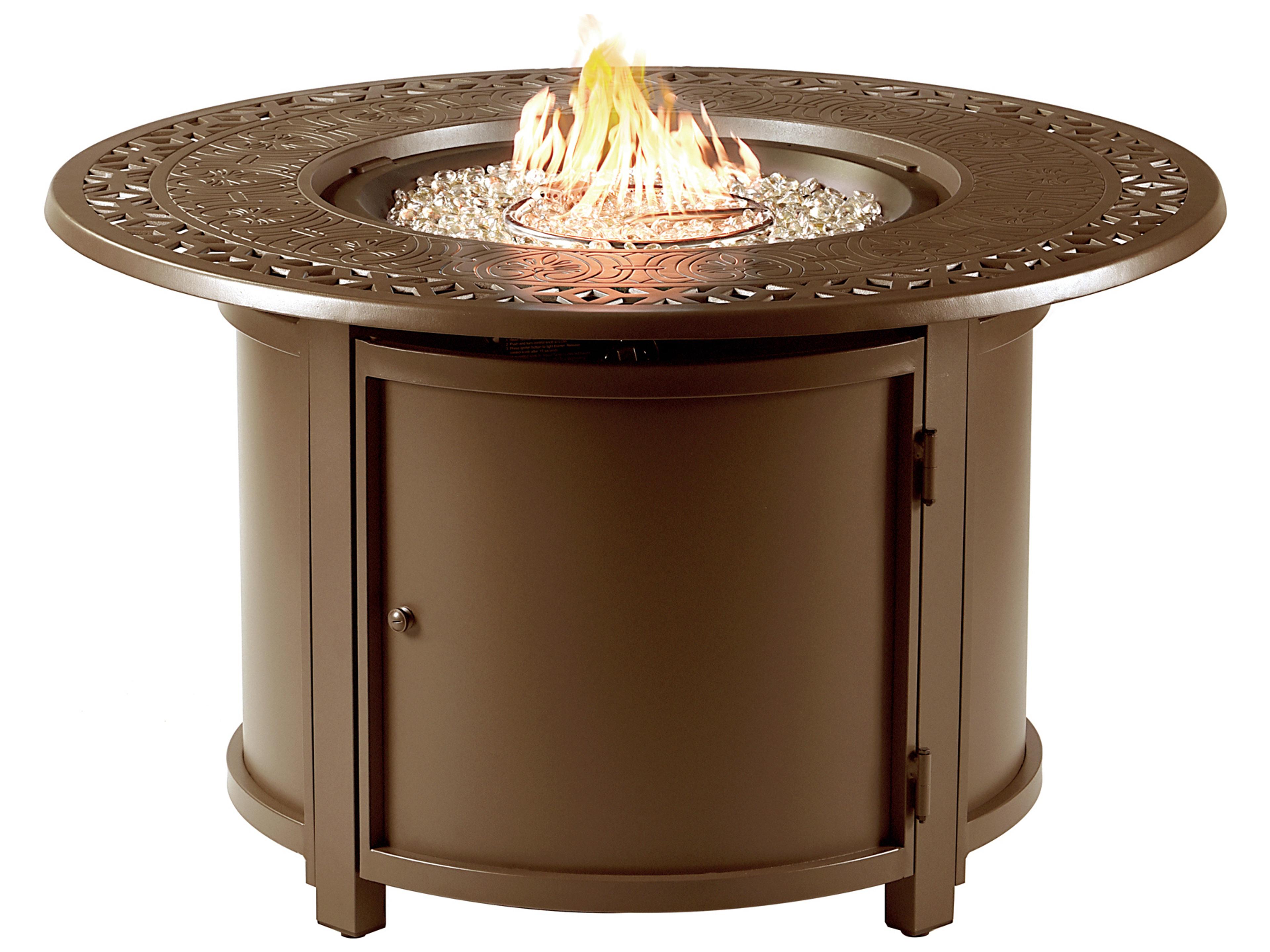 Round Aluminum Propane Outdoor Fire Pit Table with Glass Beads