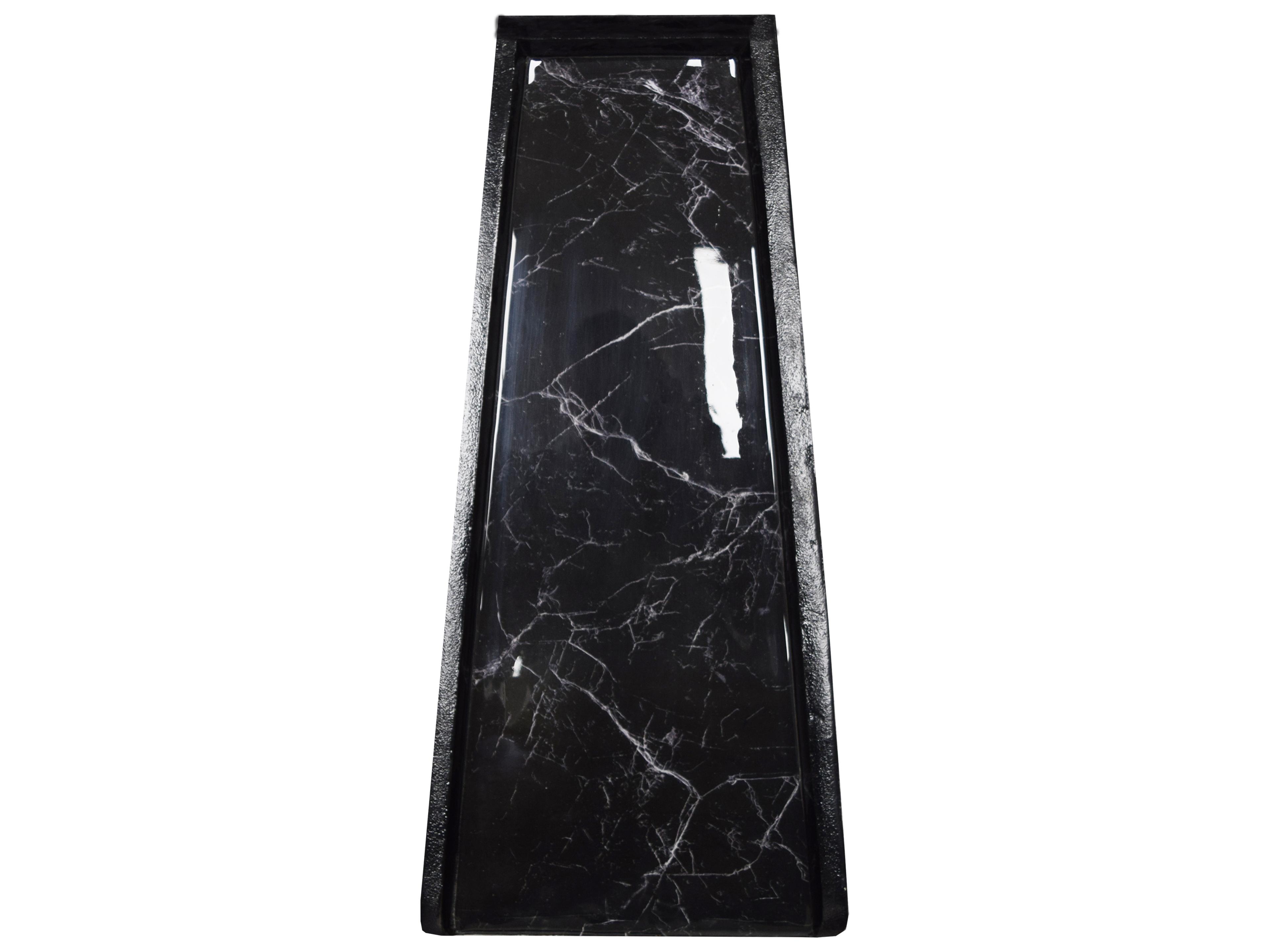 Black Faux Marble Cast Aluminum Downspout Gutter 24'' Splash Block