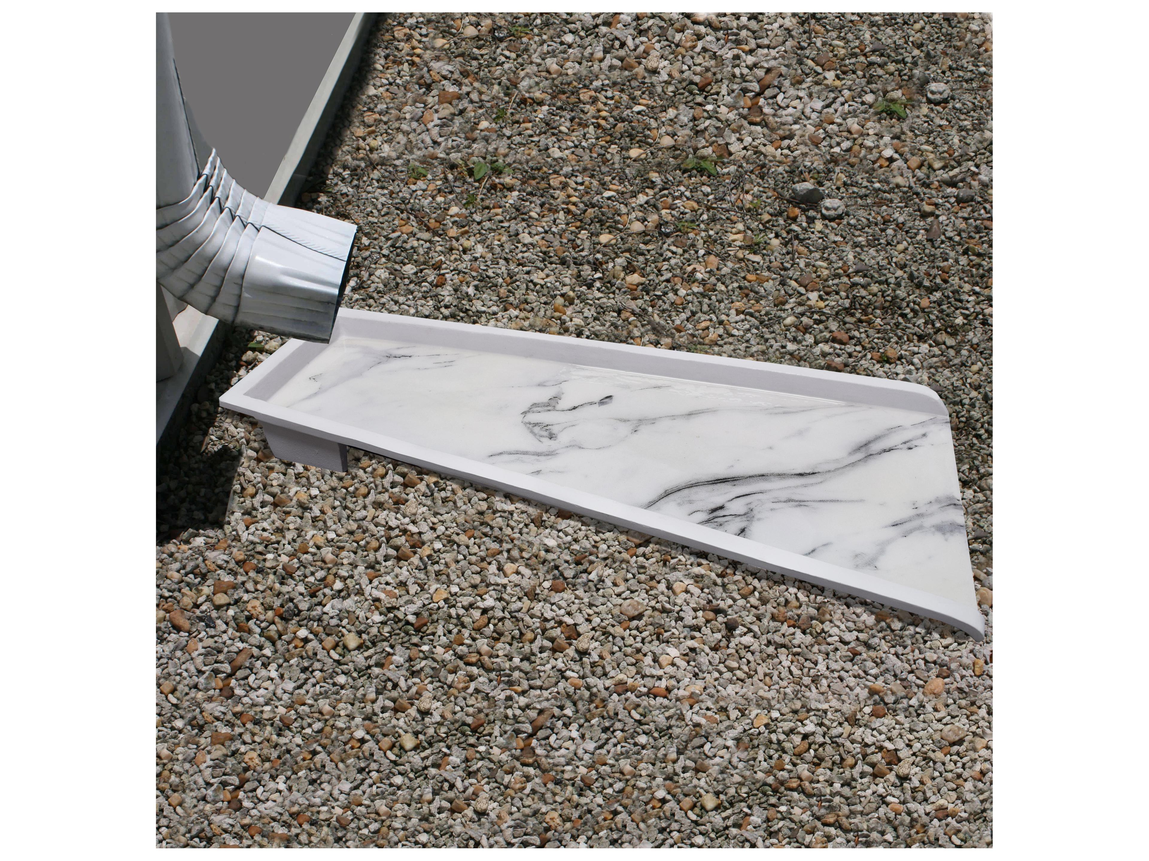 Oakland Living White Faux Marble Cast Aluminum Downspout Gutter 24'' Splash Block