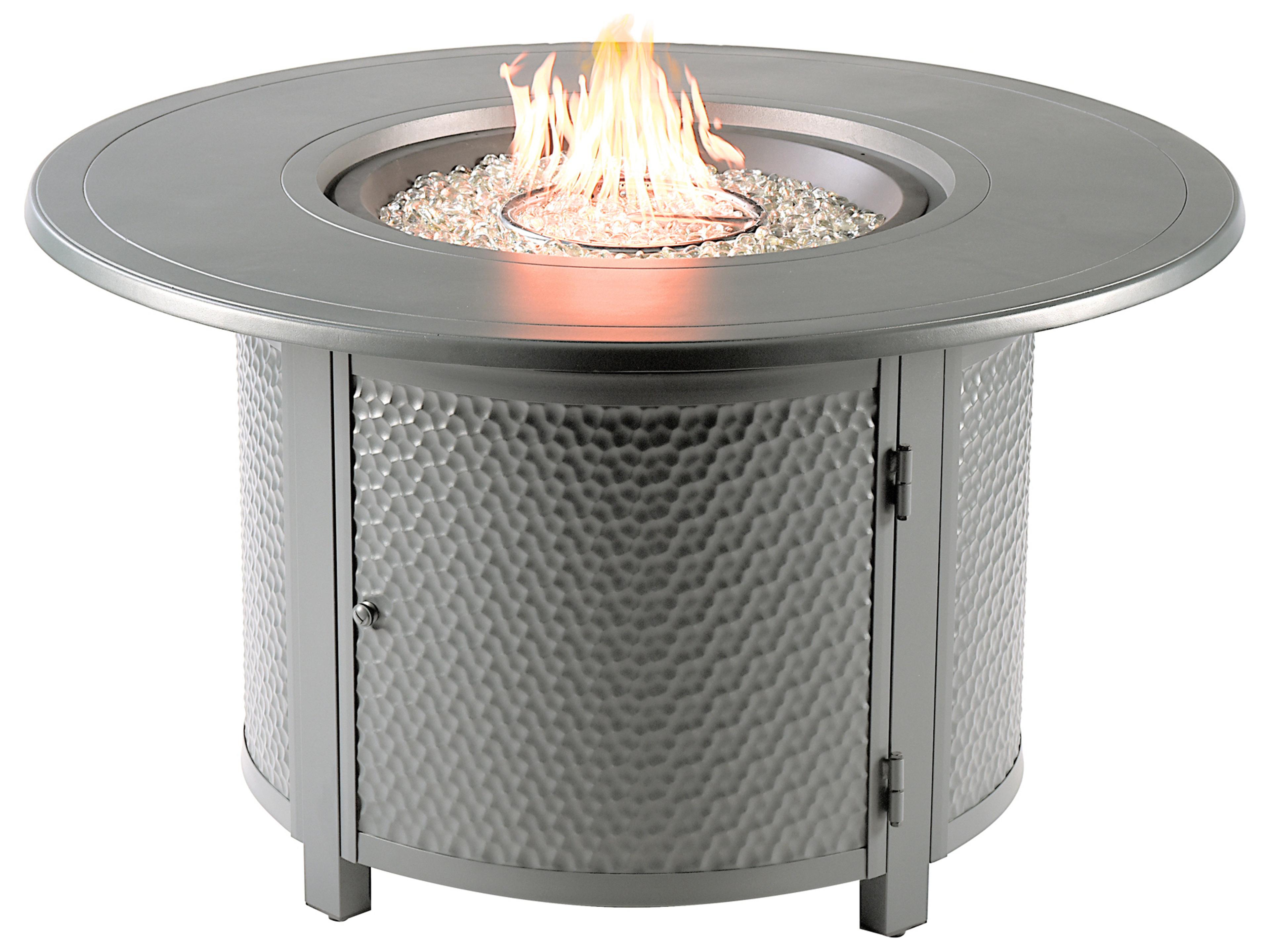 Round Aluminum Propane Outdoor Fire Pit Table with Glass Beads