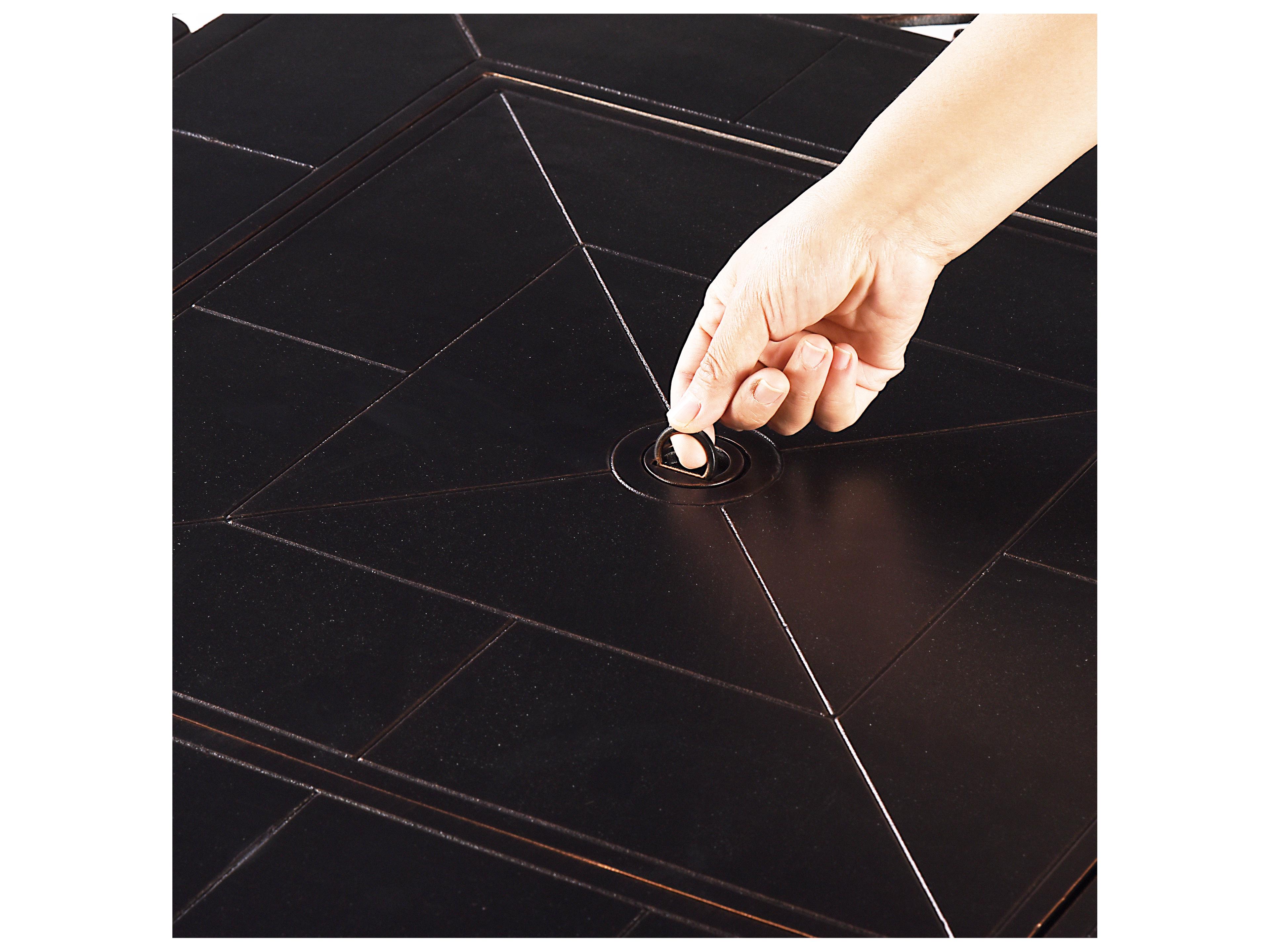 Oakland Living Aluminum Square Propane Patio Fire Pit Table with Fire Beads