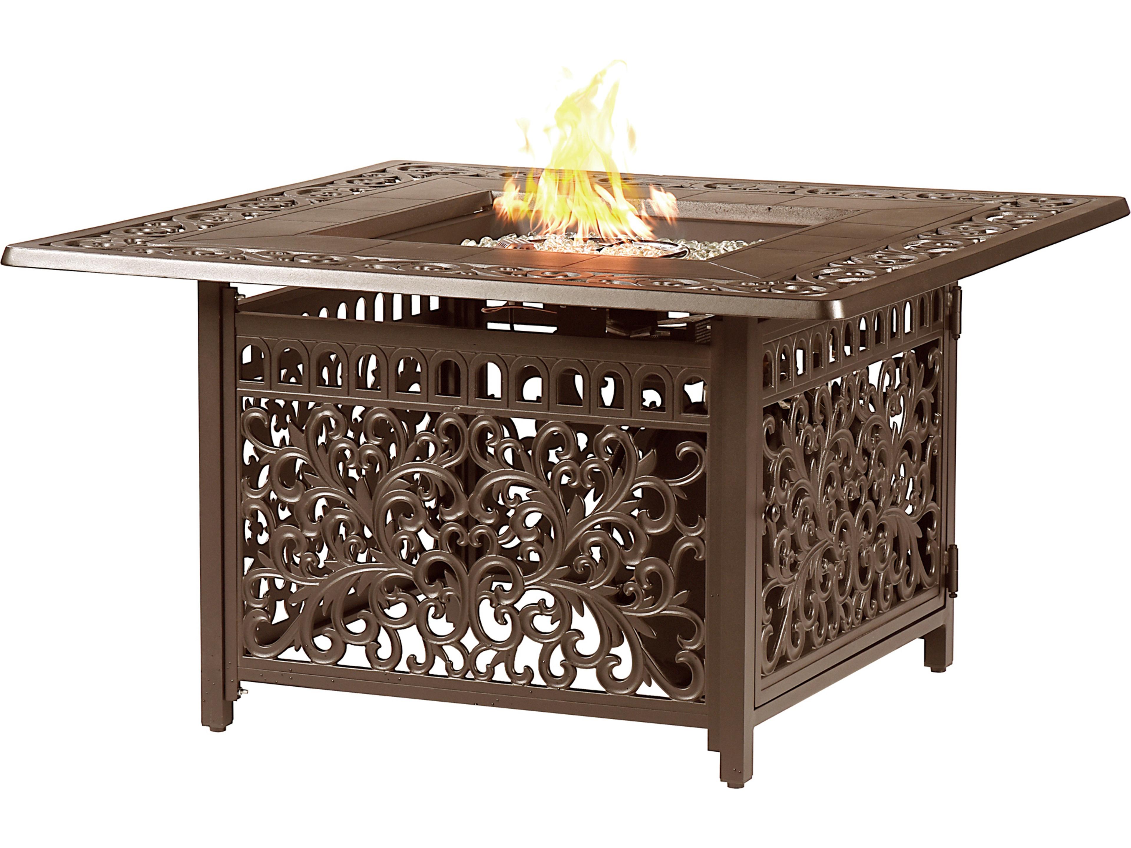 Square Aluminum Propane Outdoor Fire Pit Table with Glass Beads