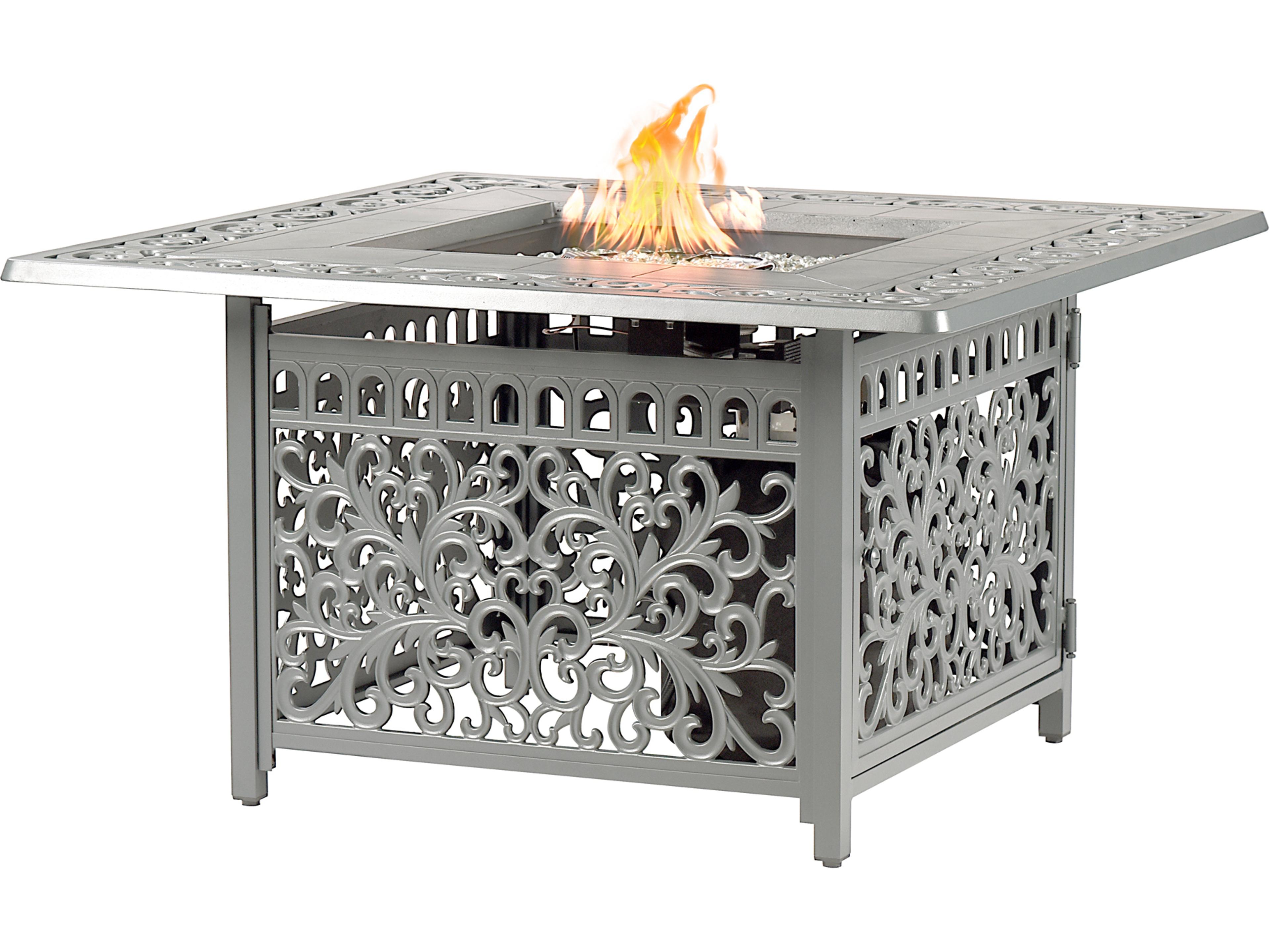 Square Aluminum Propane Outdoor Patio Fire Pit Table with Glass Beads
