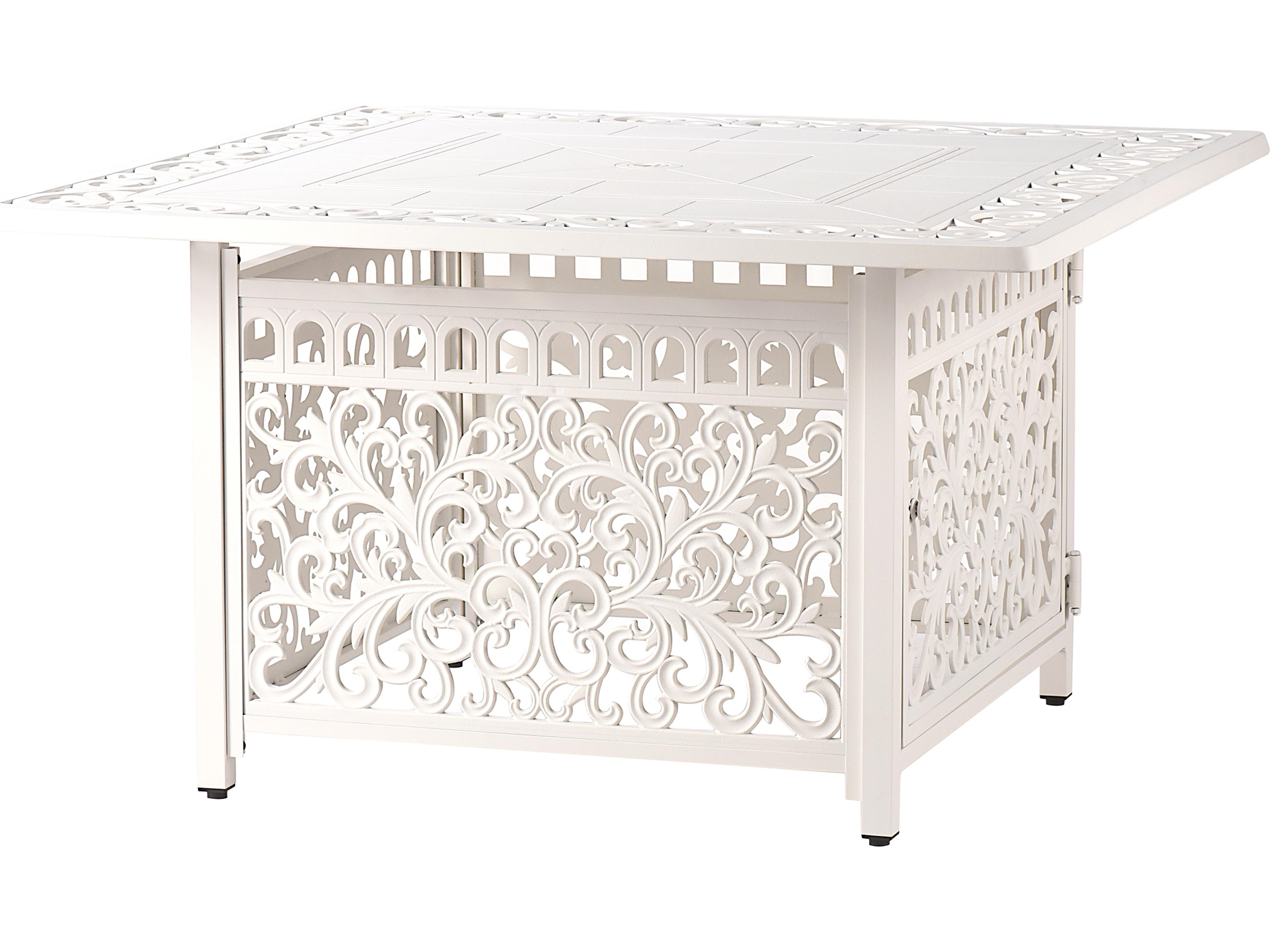 Oakland Living Square Aluminum Propane Patio Fire Pit Table with Glass Beads