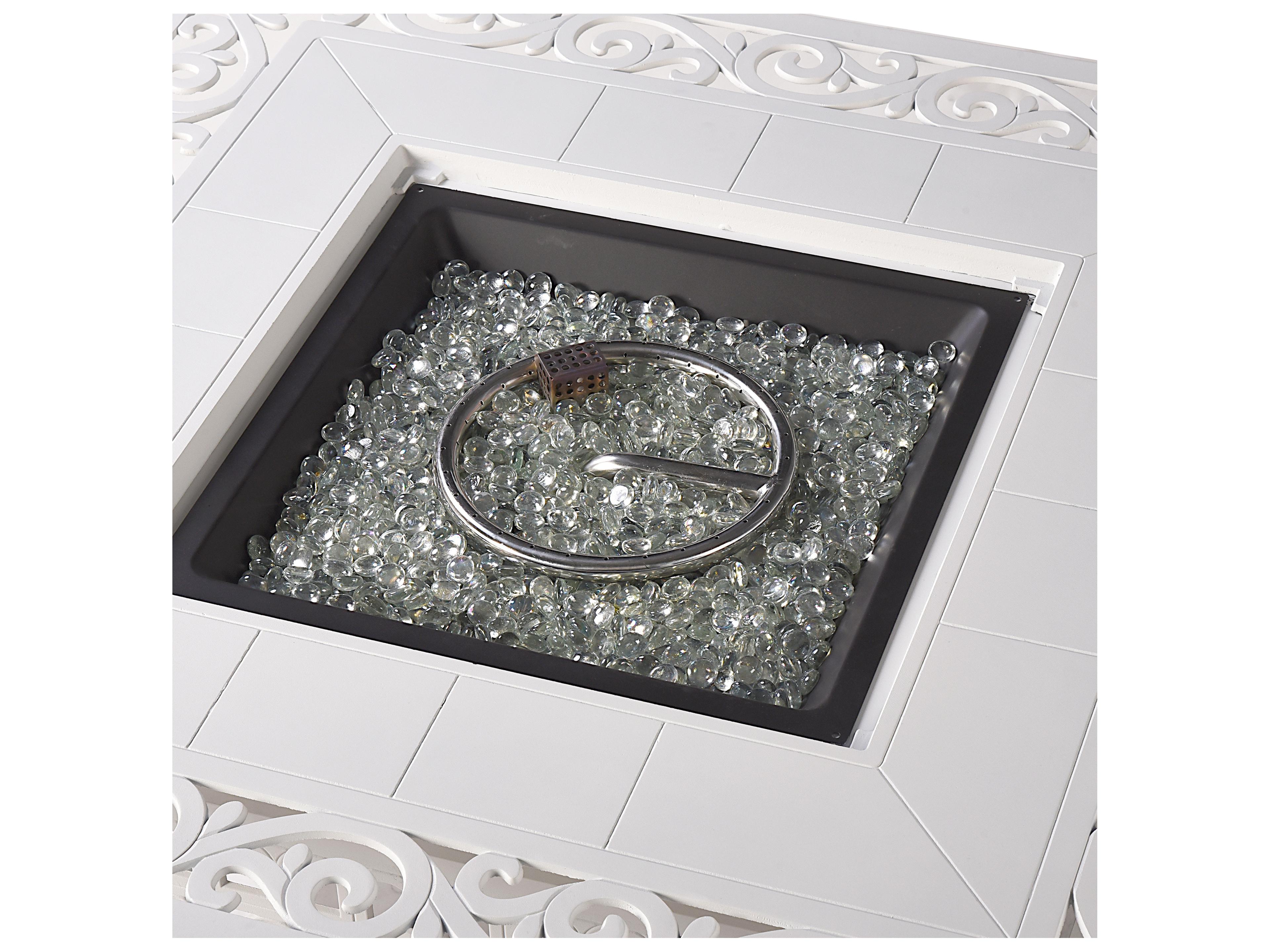 Oakland Living Square Aluminum Propane Patio Fire Pit Table with Glass Beads