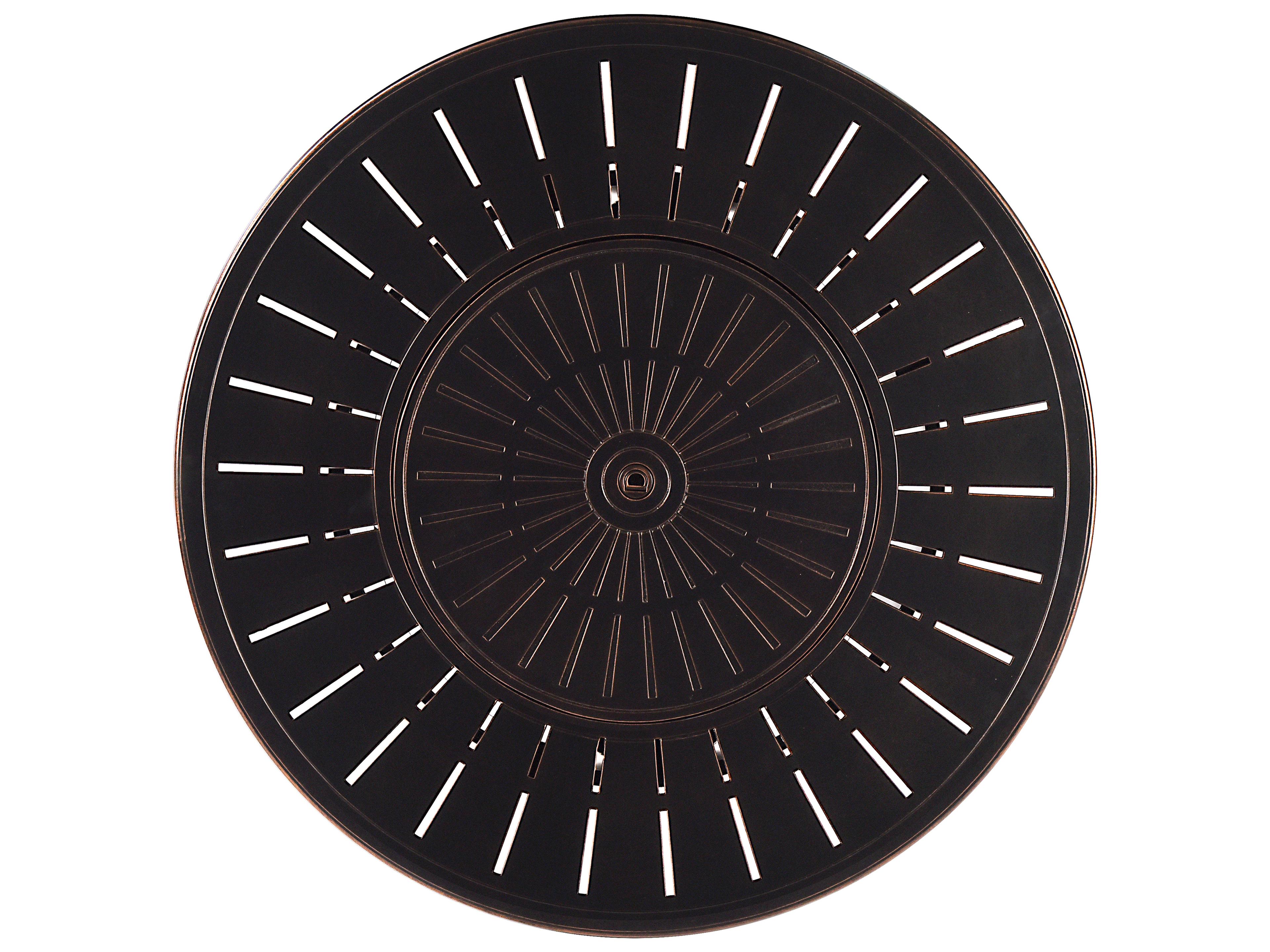 Oakland Living Aluminum Round Propane Outdoor Fire Pit Table with Fire Beads