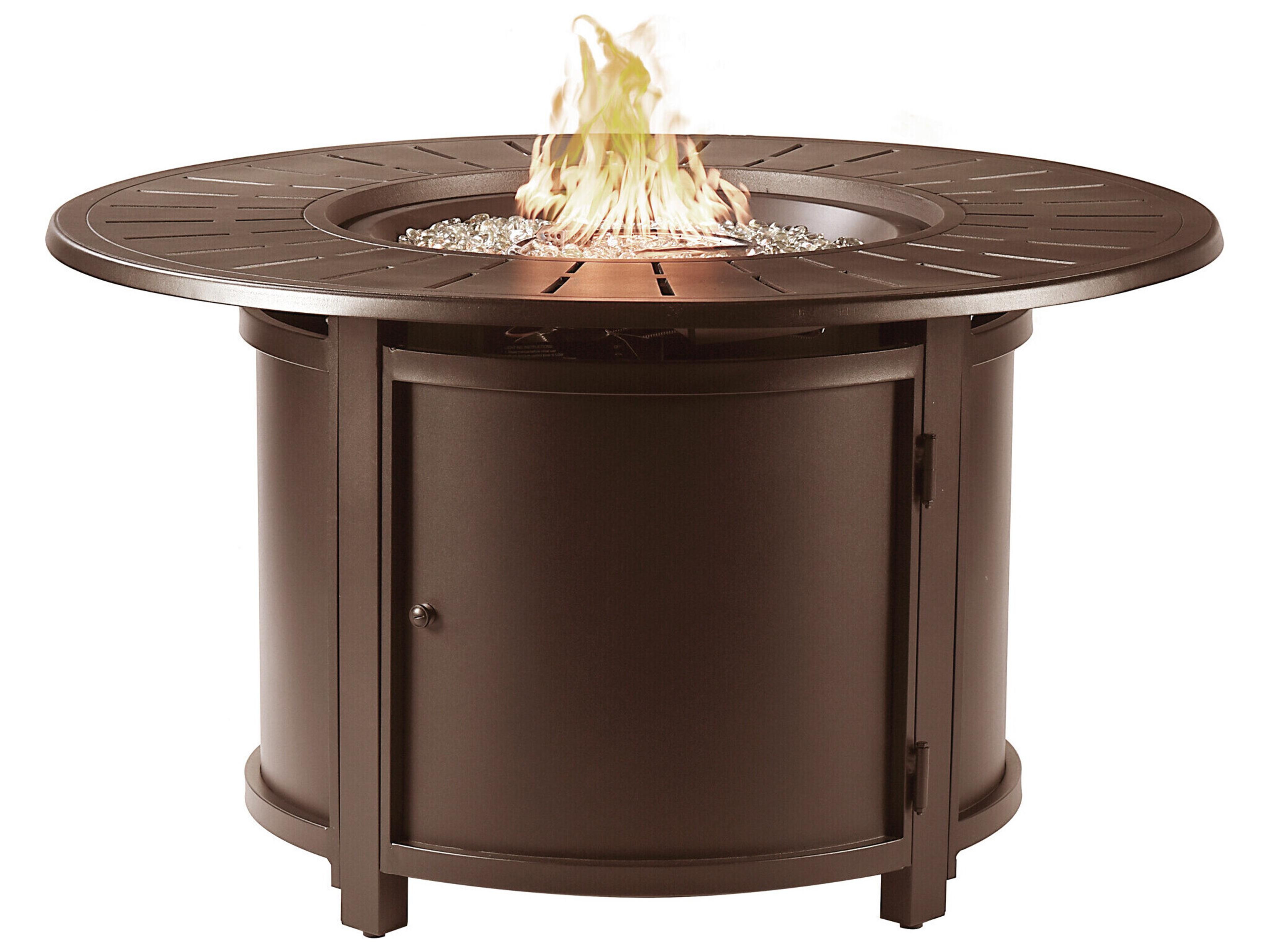 Round Aluminum Propane Outdoor Patio Fire Pit Table with Glass Beads