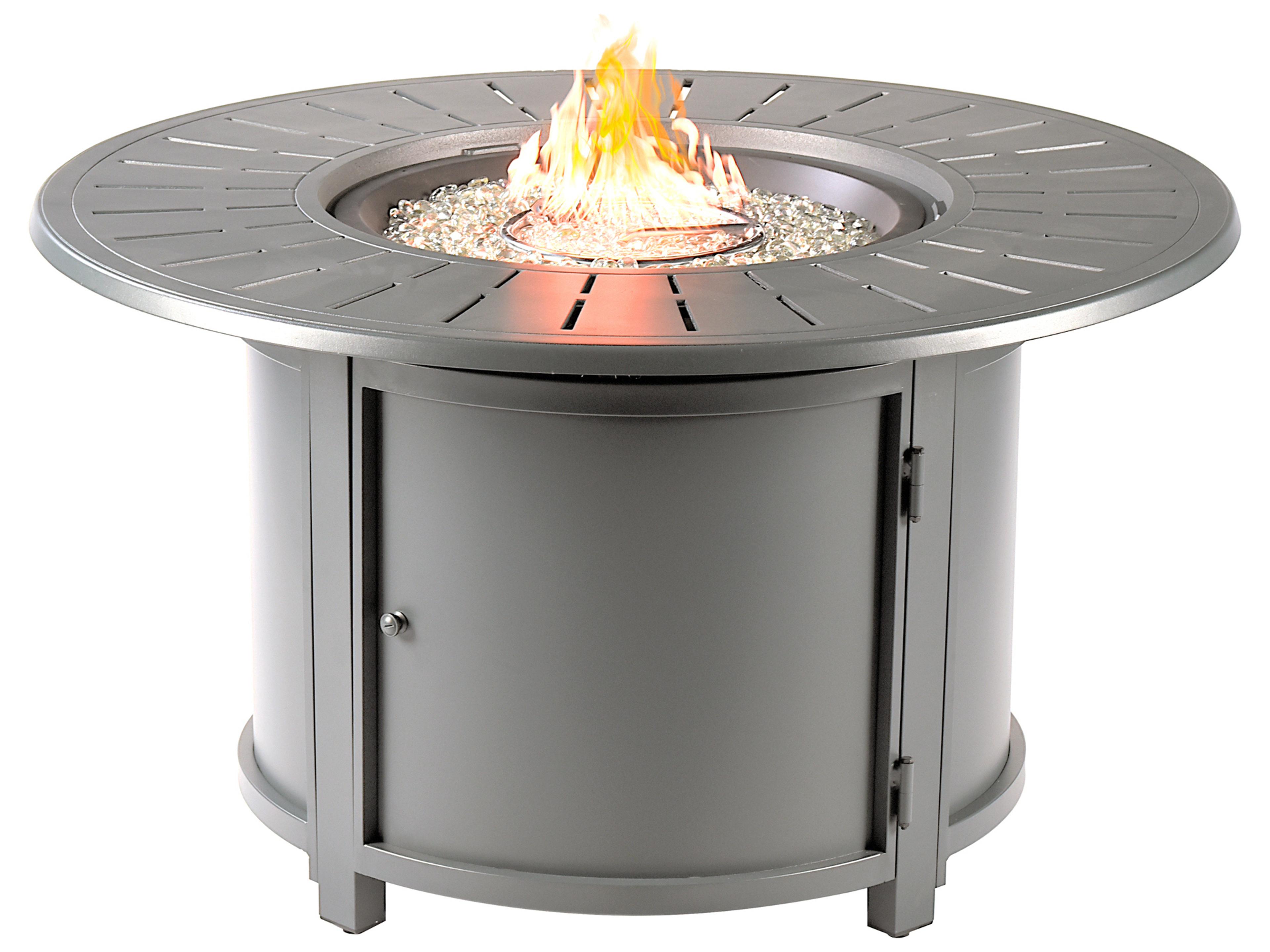 Round Aluminum Propane Patio Fire Pit Table with Glass Beads