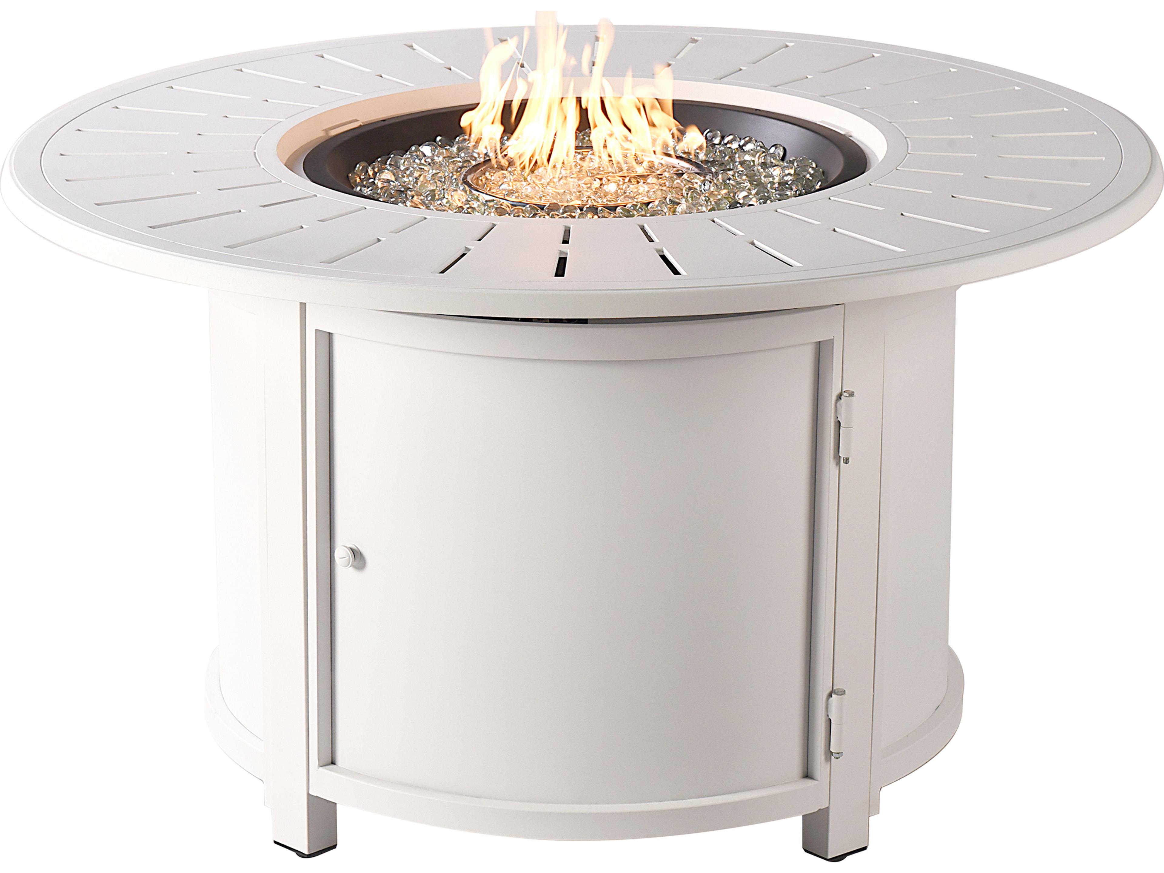 Round Aluminum Propane Outdoor Fire Pit Table with Glass Beads
