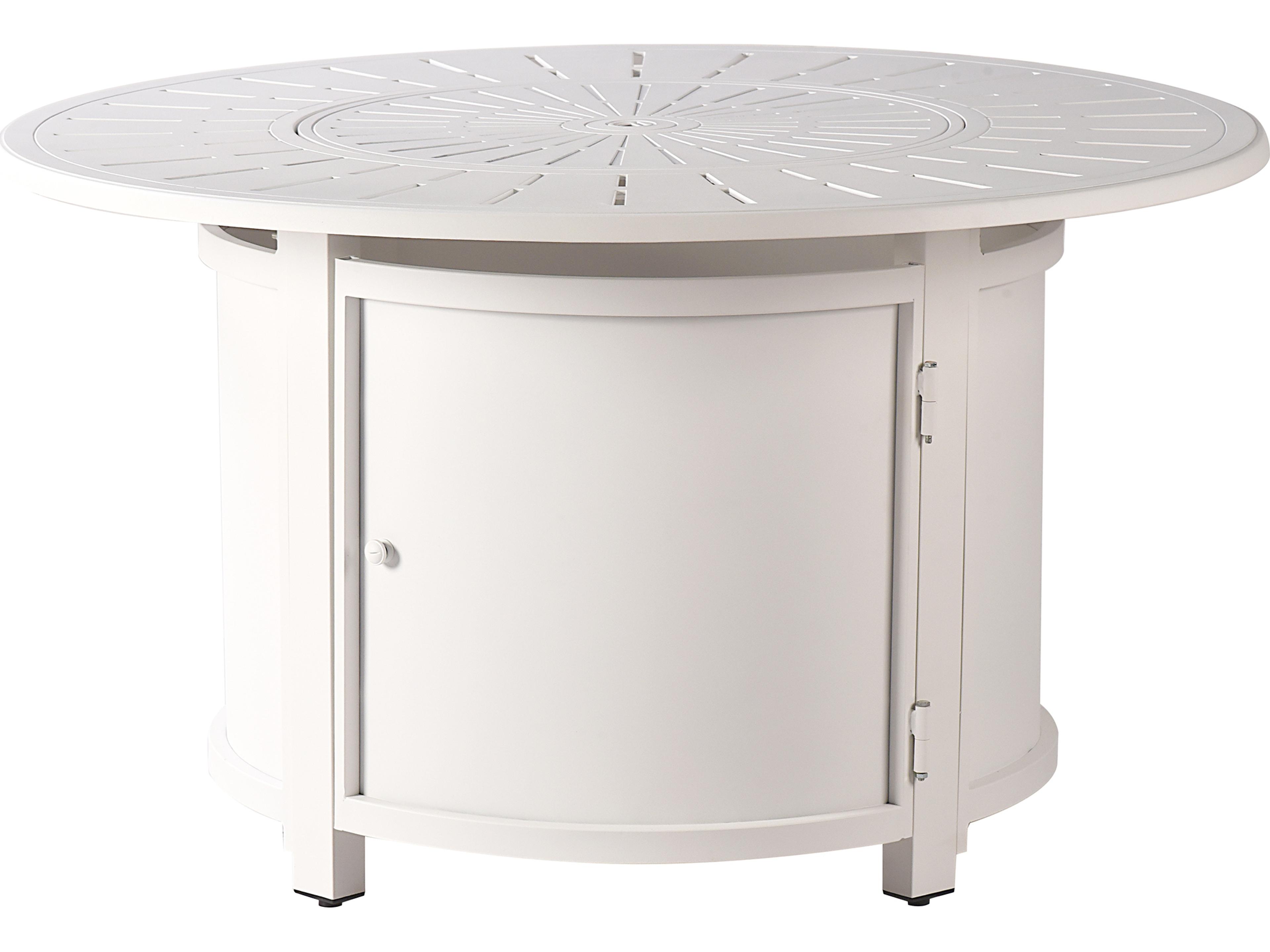 Oakland Living Round Aluminum Propane Outdoor Fire Pit Table with Glass Beads