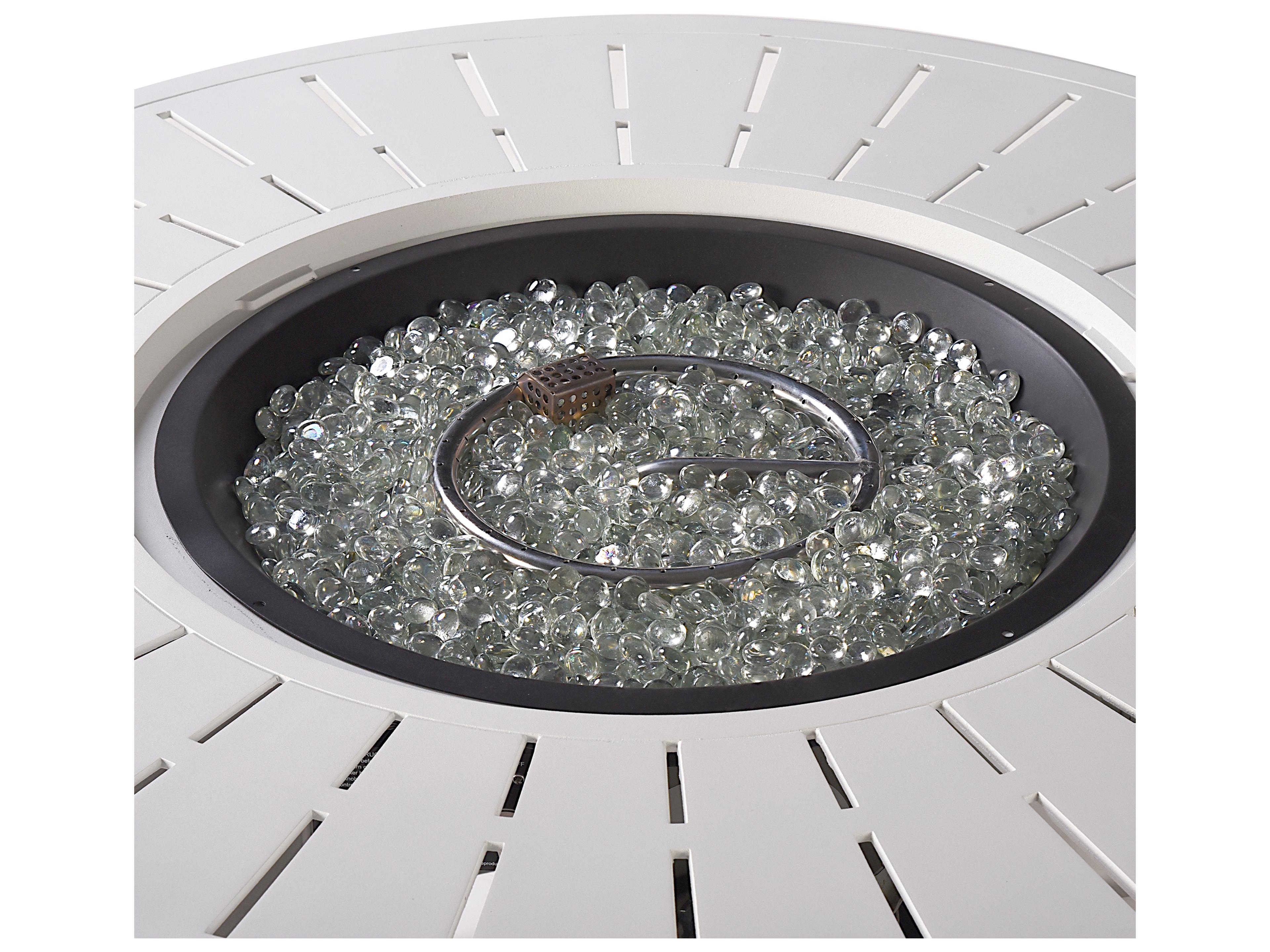 Oakland Living Round Aluminum Propane Outdoor Fire Pit Table with Glass Beads