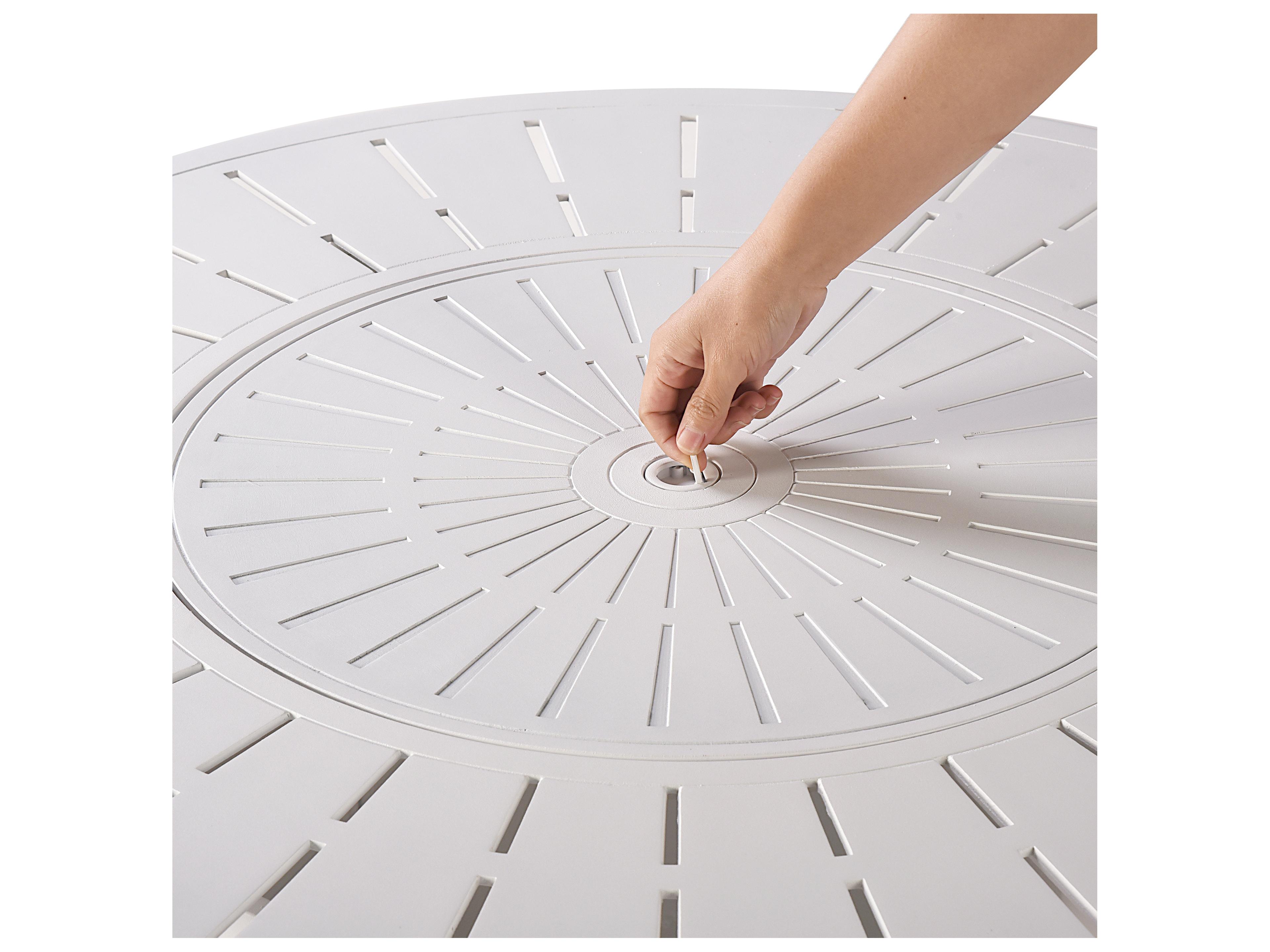 Oakland Living Round Aluminum Propane Outdoor Fire Pit Table with Glass Beads