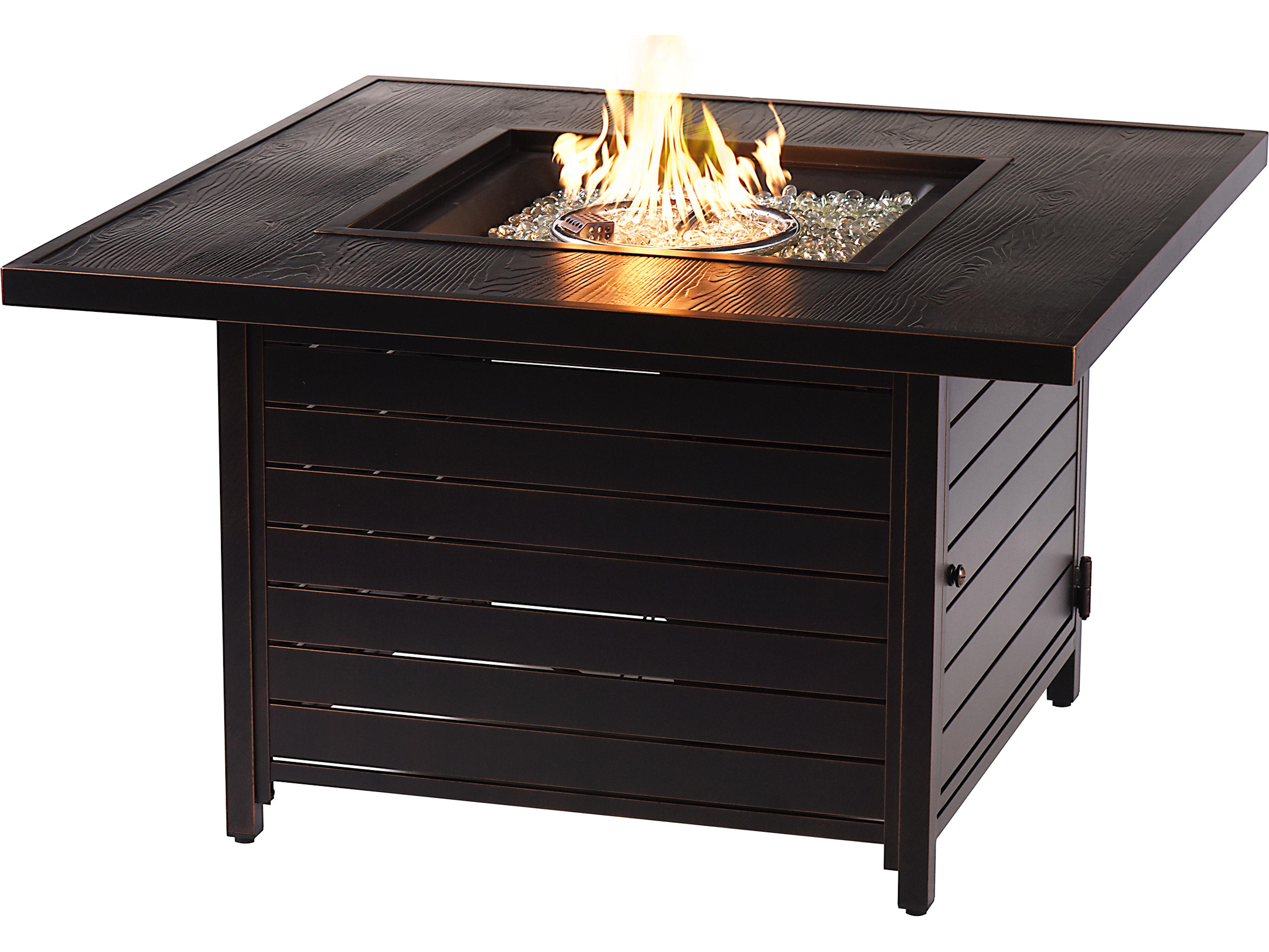 Square Aluminum Propane Outdoor Patio Fire Pit Table with Glass Beads