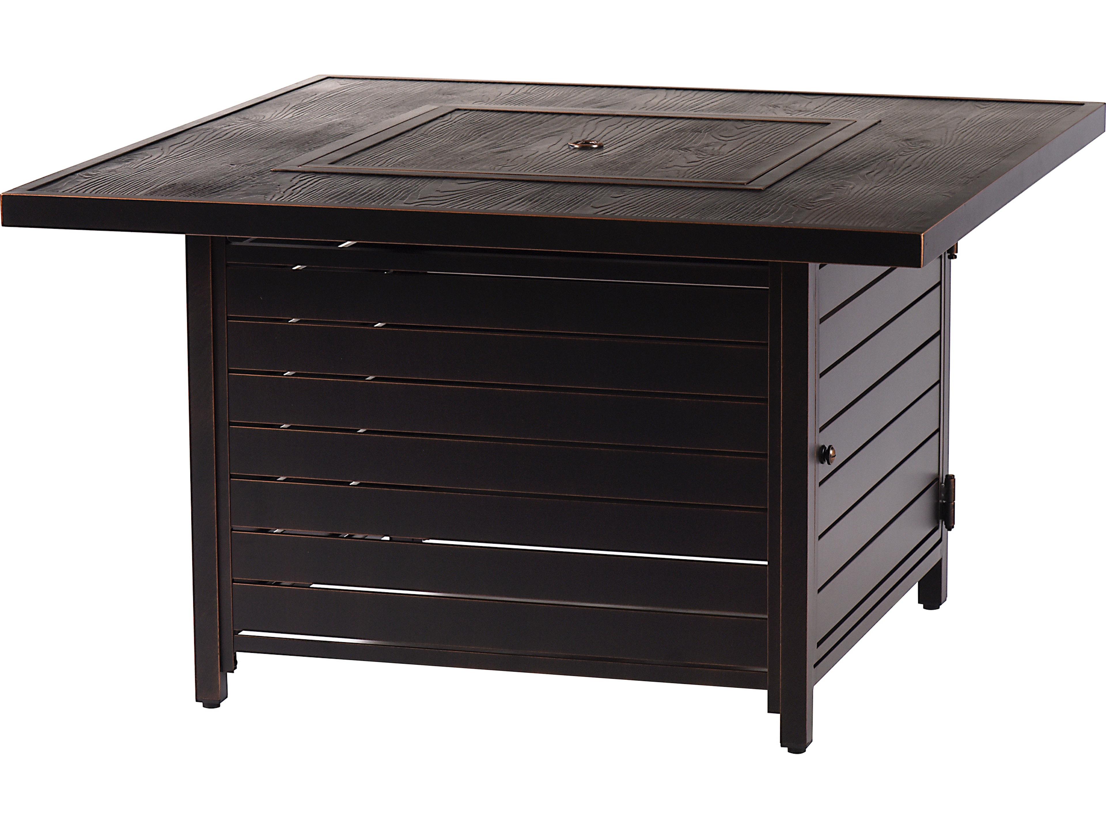 Oakland Living Square Aluminum Propane Outdoor Patio Fire Pit Table with Glass Beads