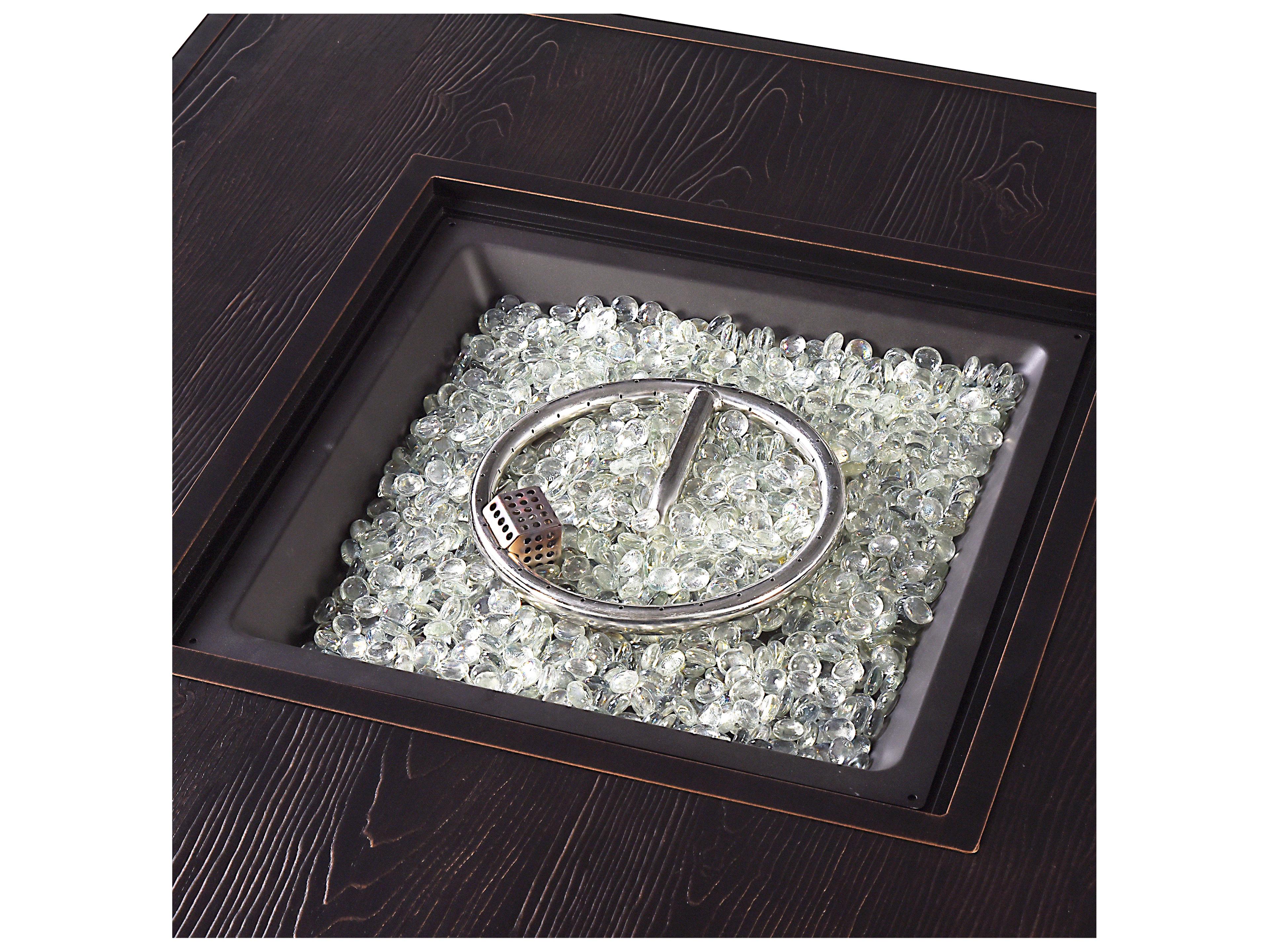 Oakland Living Square Aluminum Propane Outdoor Patio Fire Pit Table with Glass Beads