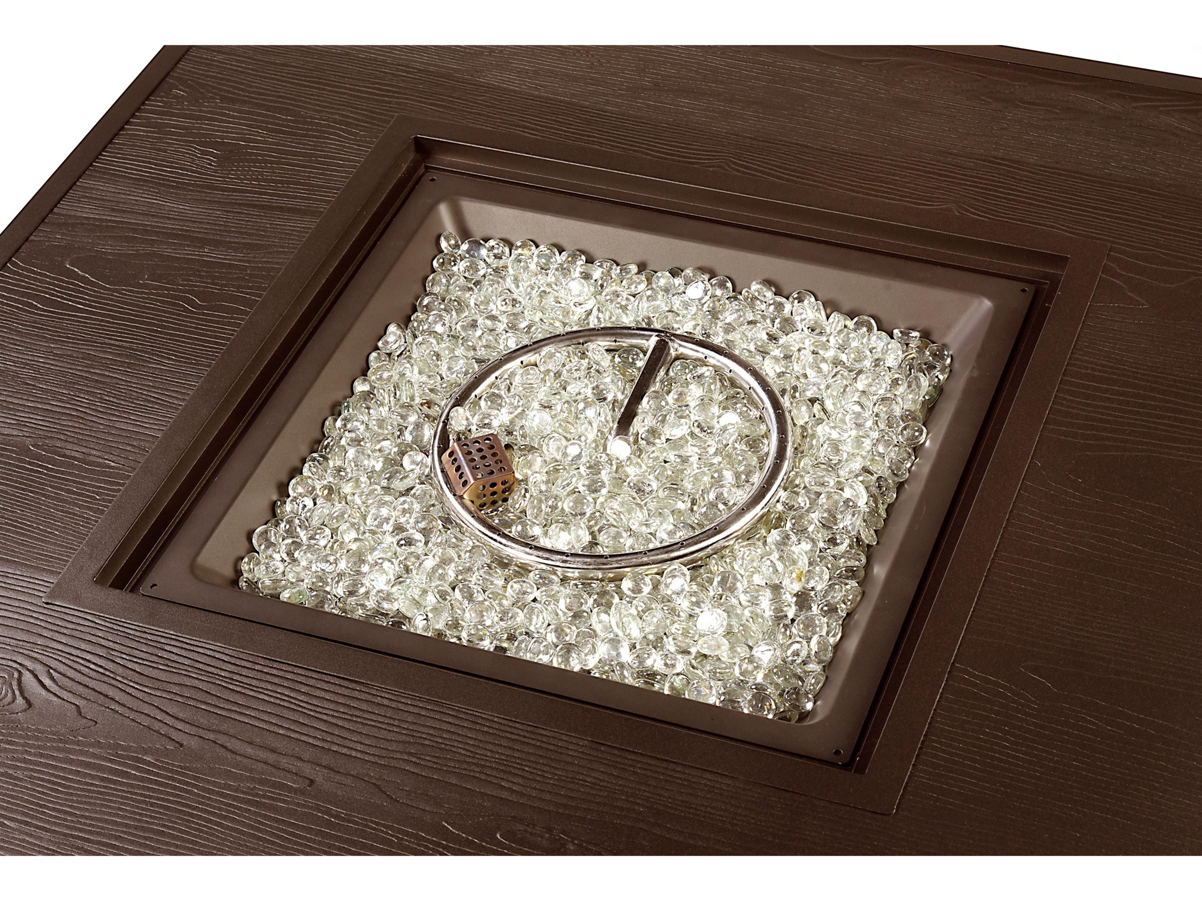 Oakland Living Square Aluminum Propane Patio Fire Pit Table with Glass Beads