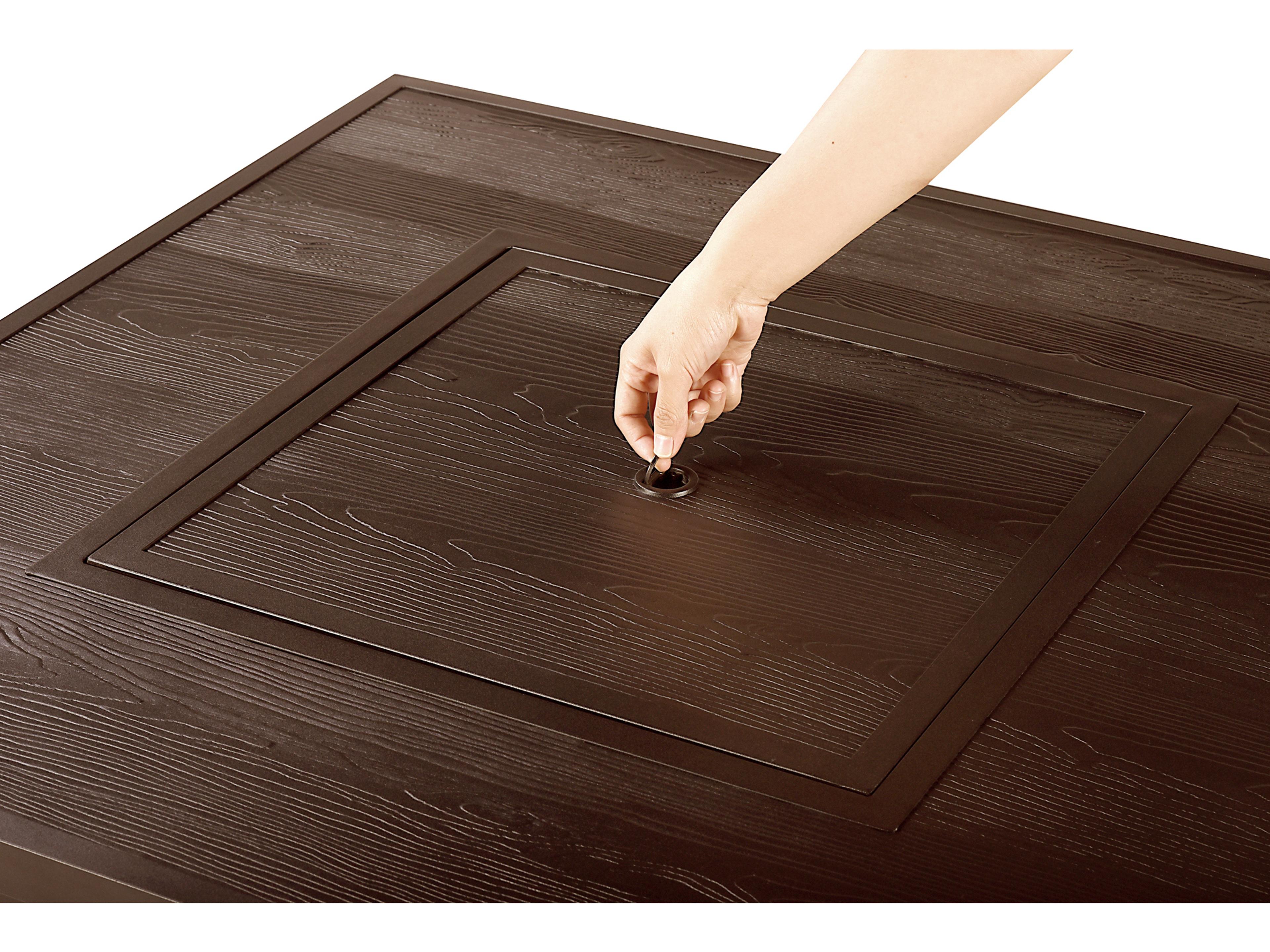 Oakland Living Square Aluminum Propane Patio Fire Pit Table with Glass Beads