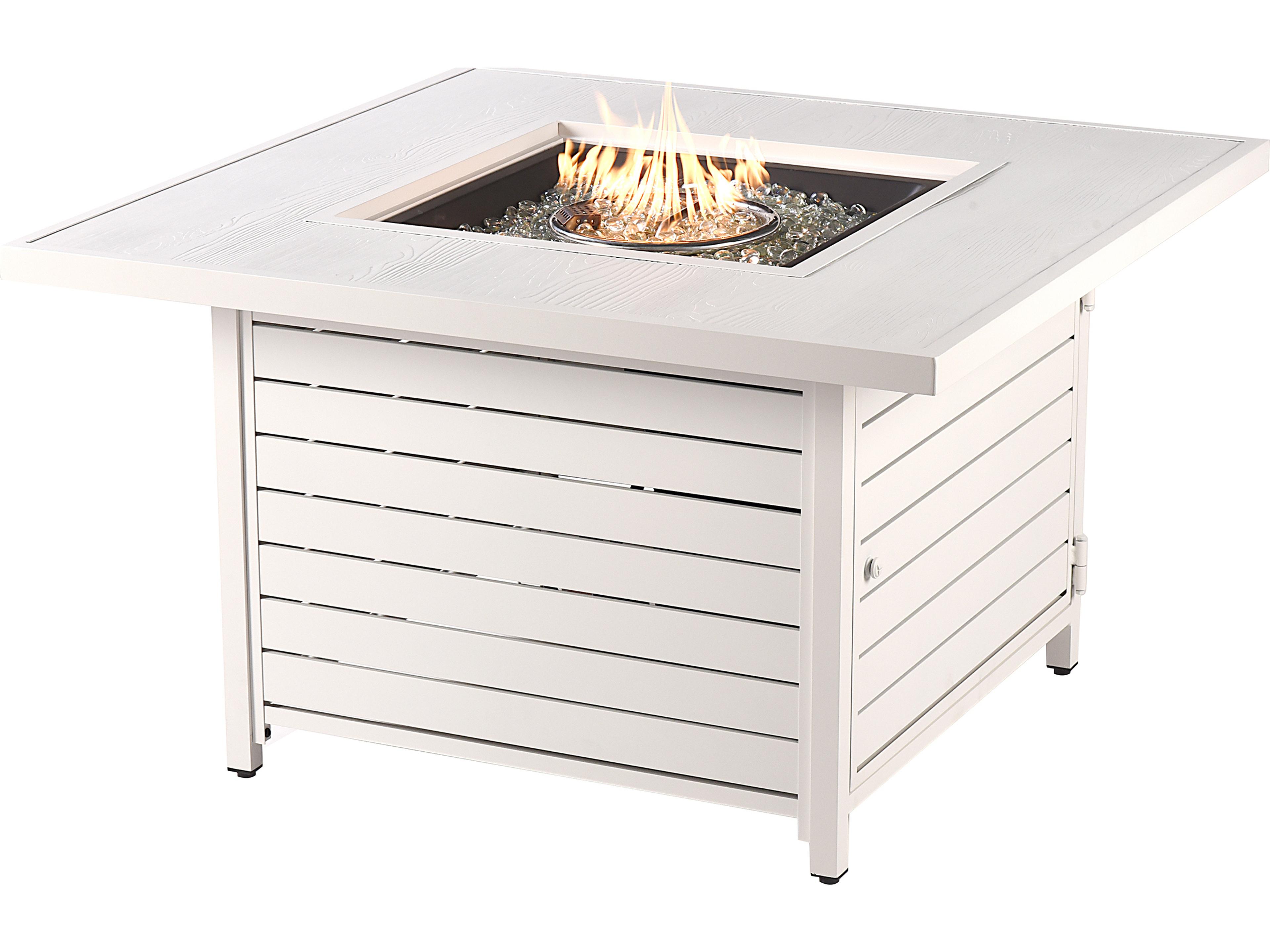 Square Aluminum Propane Outdoor Patio Fire Pit Table with Glass Beads