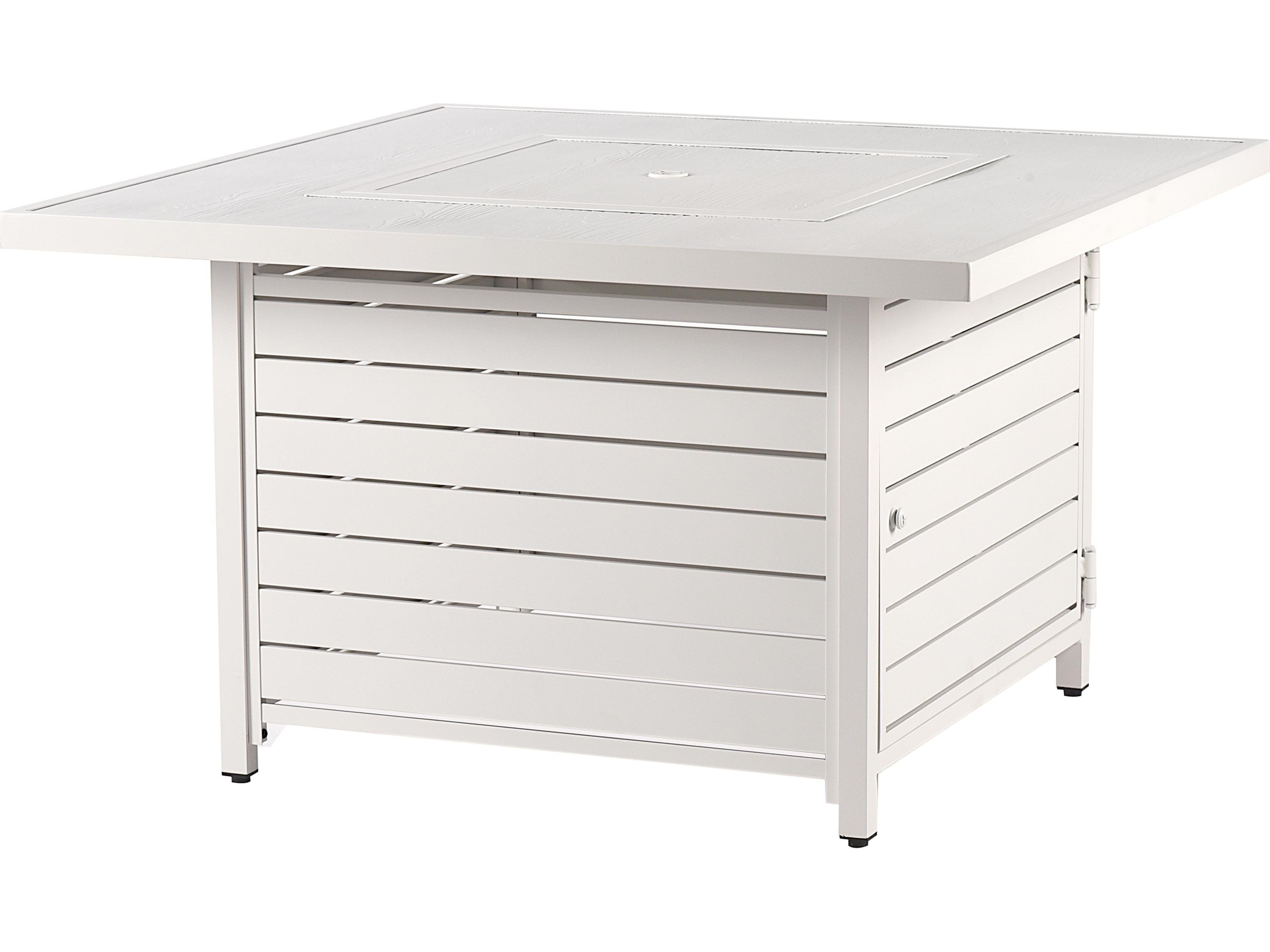 Oakland Living Square Aluminum Propane Outdoor Patio Fire Pit Table with Glass Beads