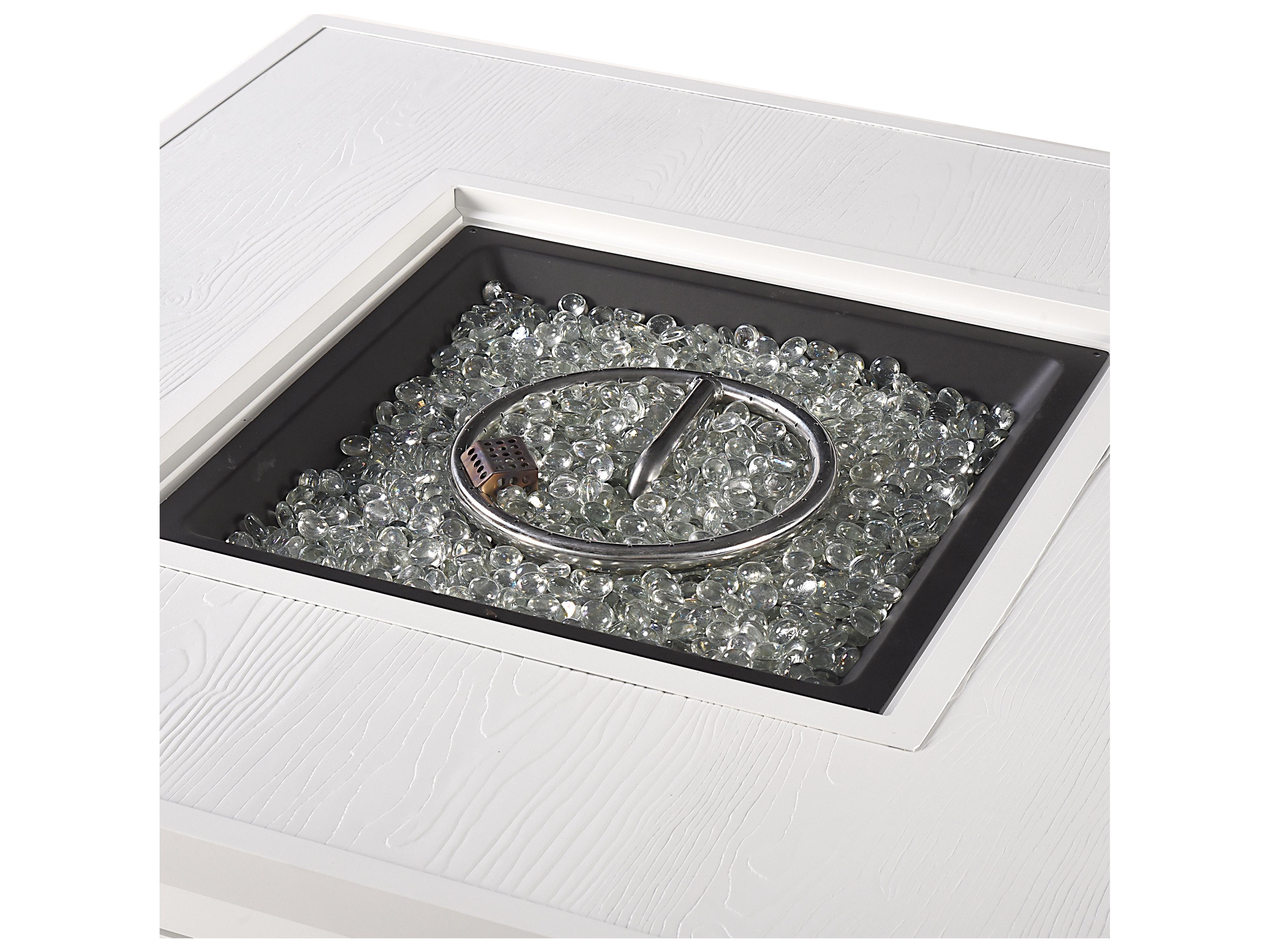 Oakland Living Square Aluminum Propane Outdoor Patio Fire Pit Table with Glass Beads