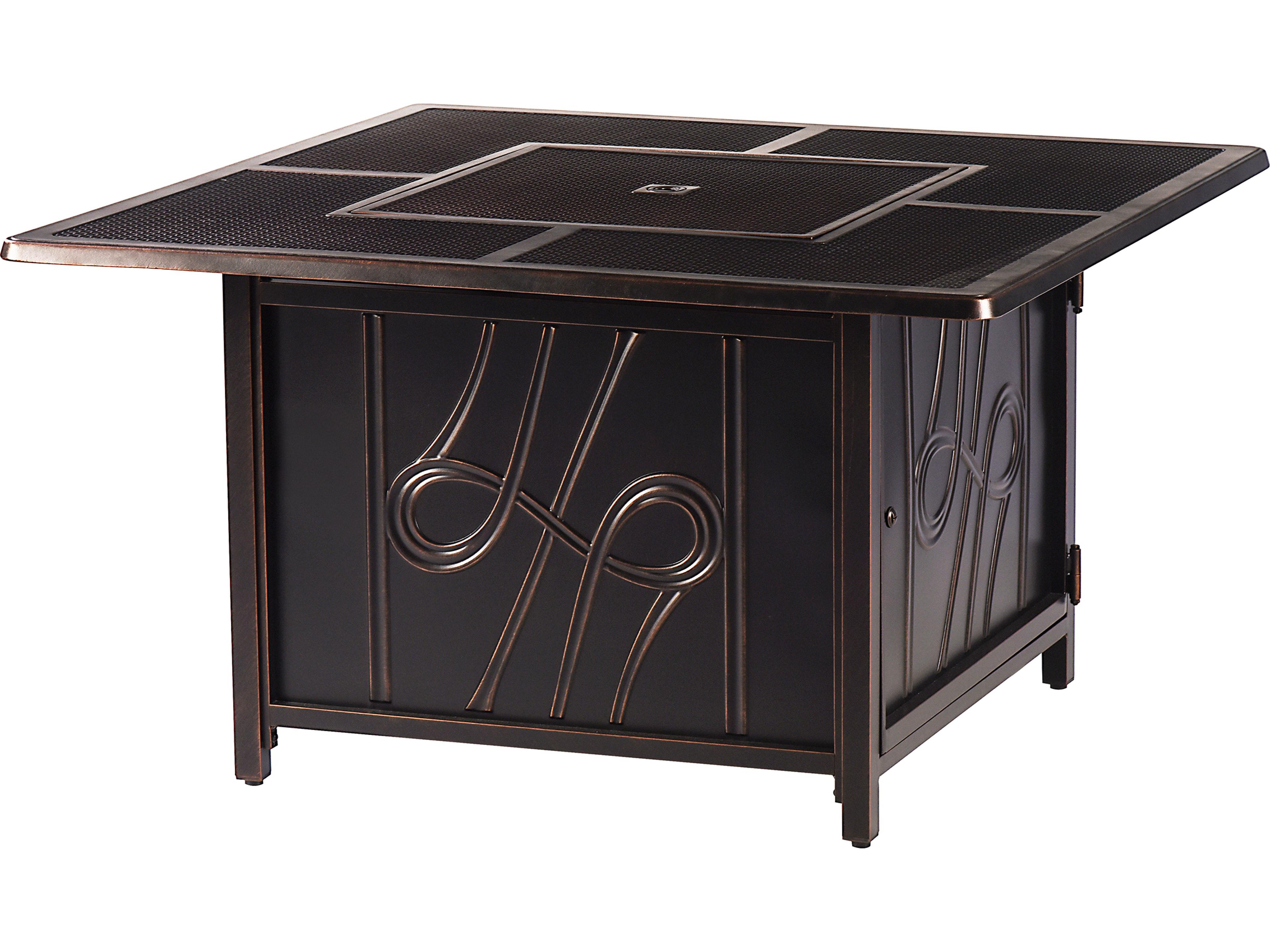 Oakland Living Aluminum Square Propane Patio Fire Pit Table with Fire Beads