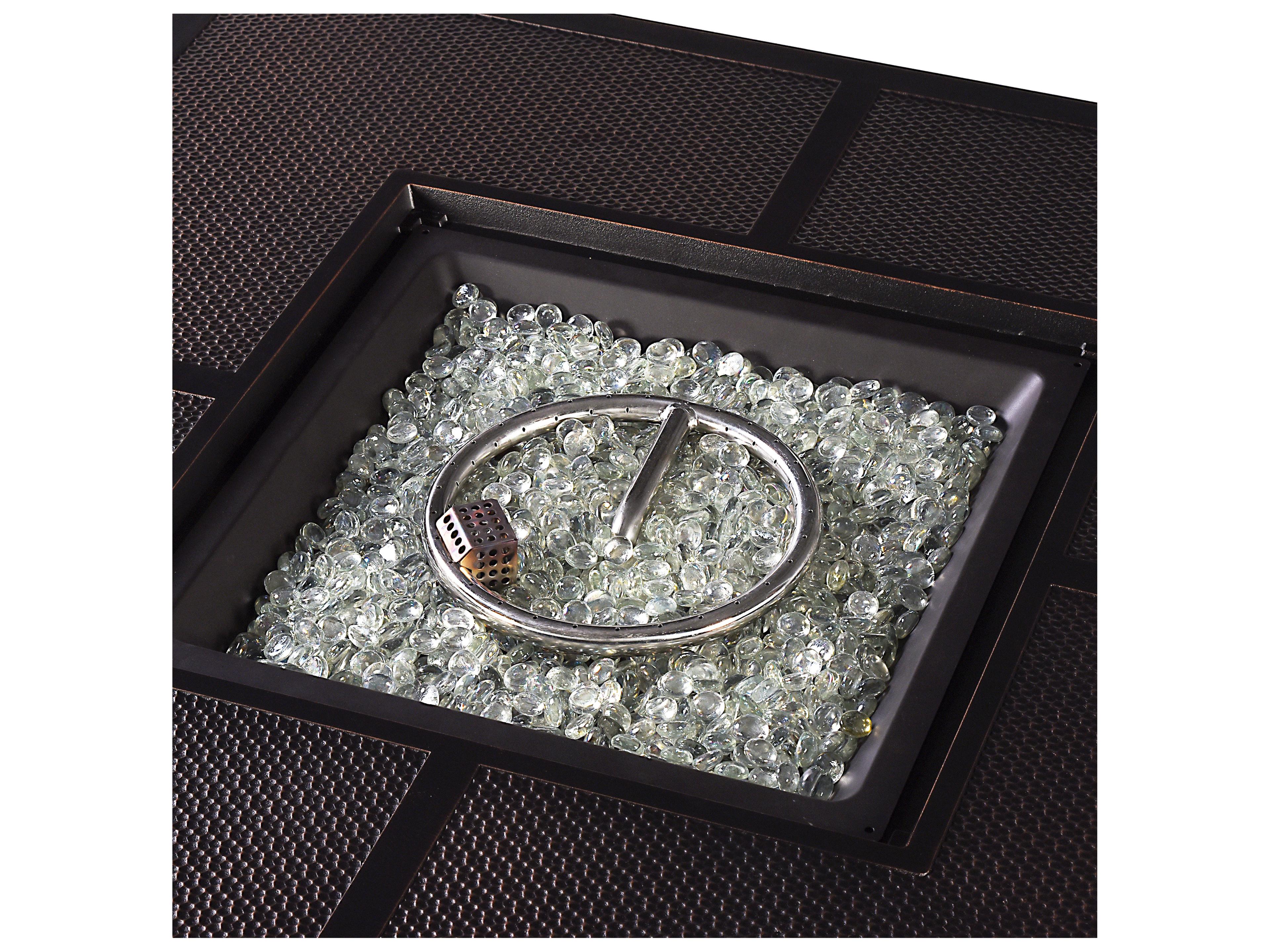 Oakland Living Aluminum Square Propane Patio Fire Pit Table with Fire Beads