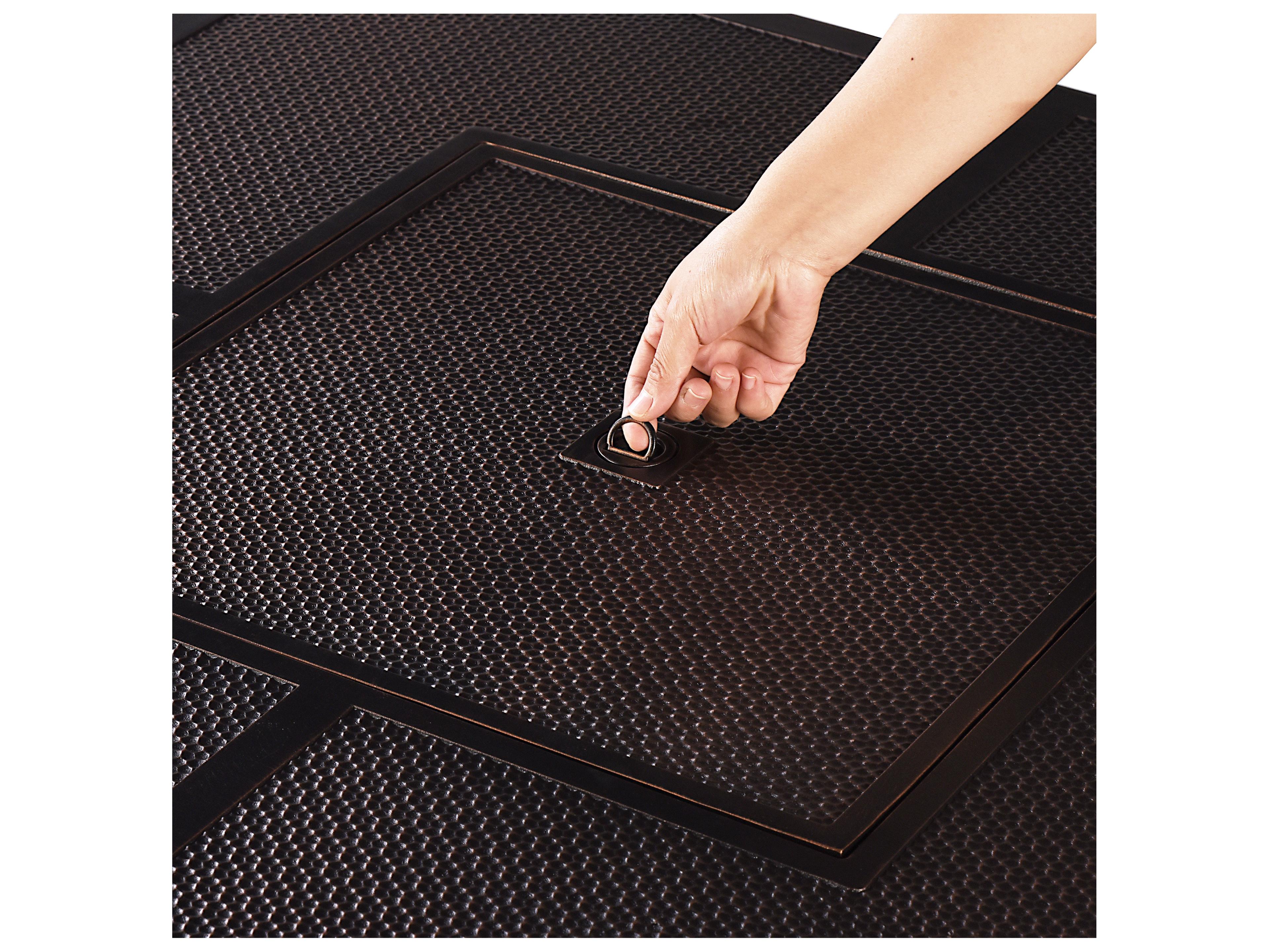 Oakland Living Aluminum Square Propane Patio Fire Pit Table with Fire Beads