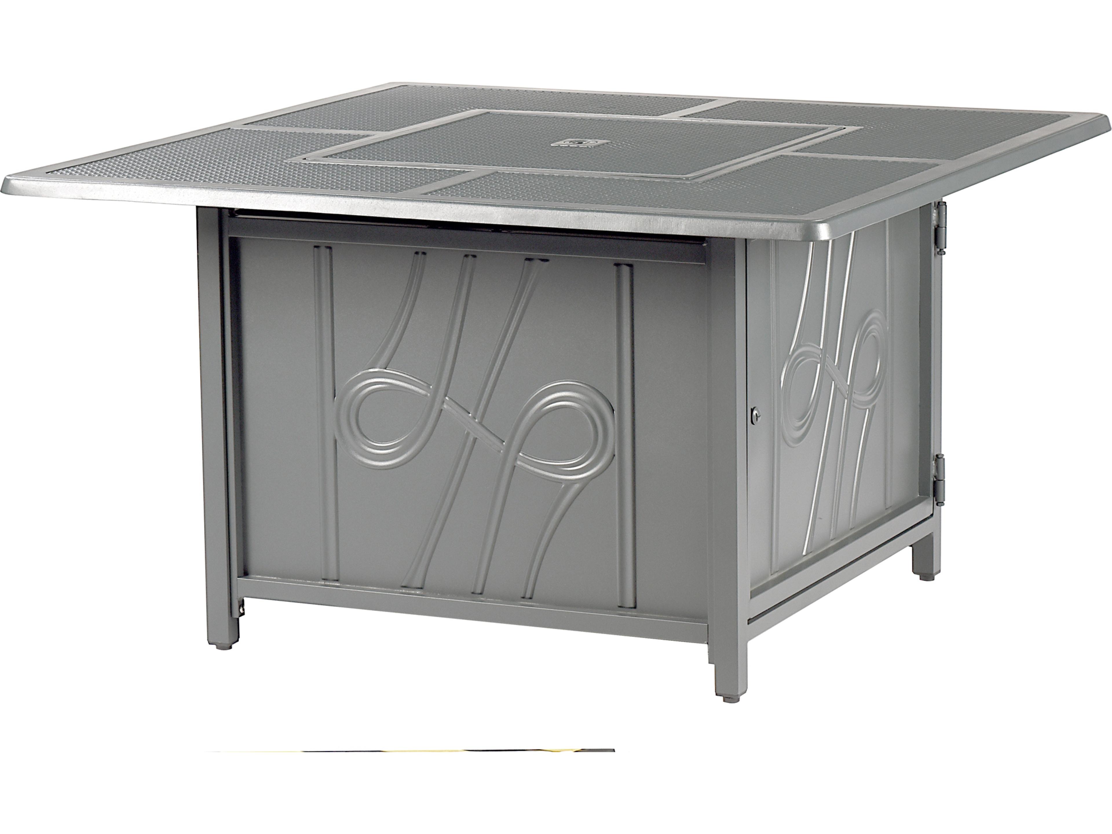 Oakland Living Square Aluminum Propane Outdoor Patio Fire Pit Table with Glass Beads