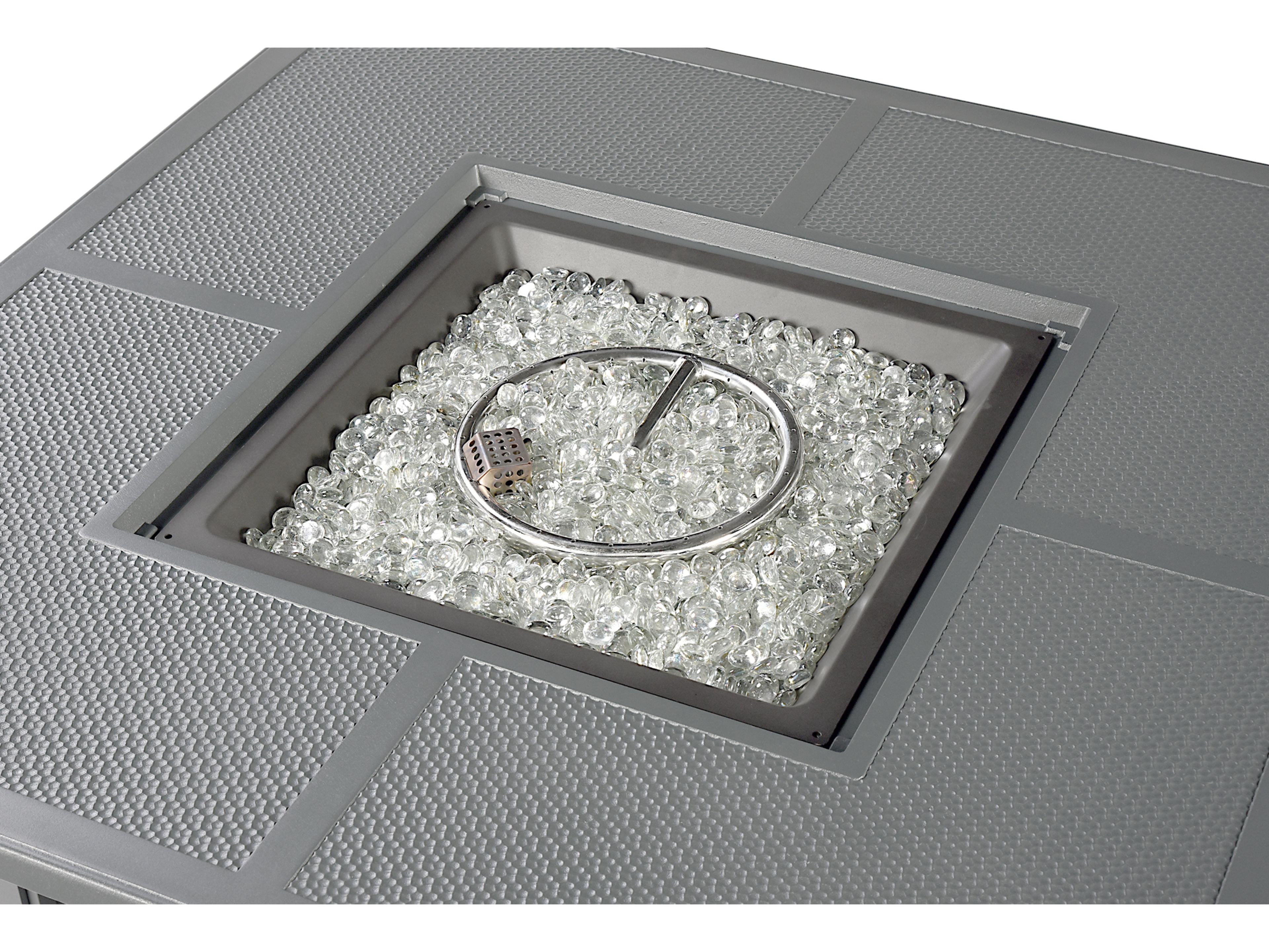 Oakland Living Square Aluminum Propane Outdoor Patio Fire Pit Table with Glass Beads