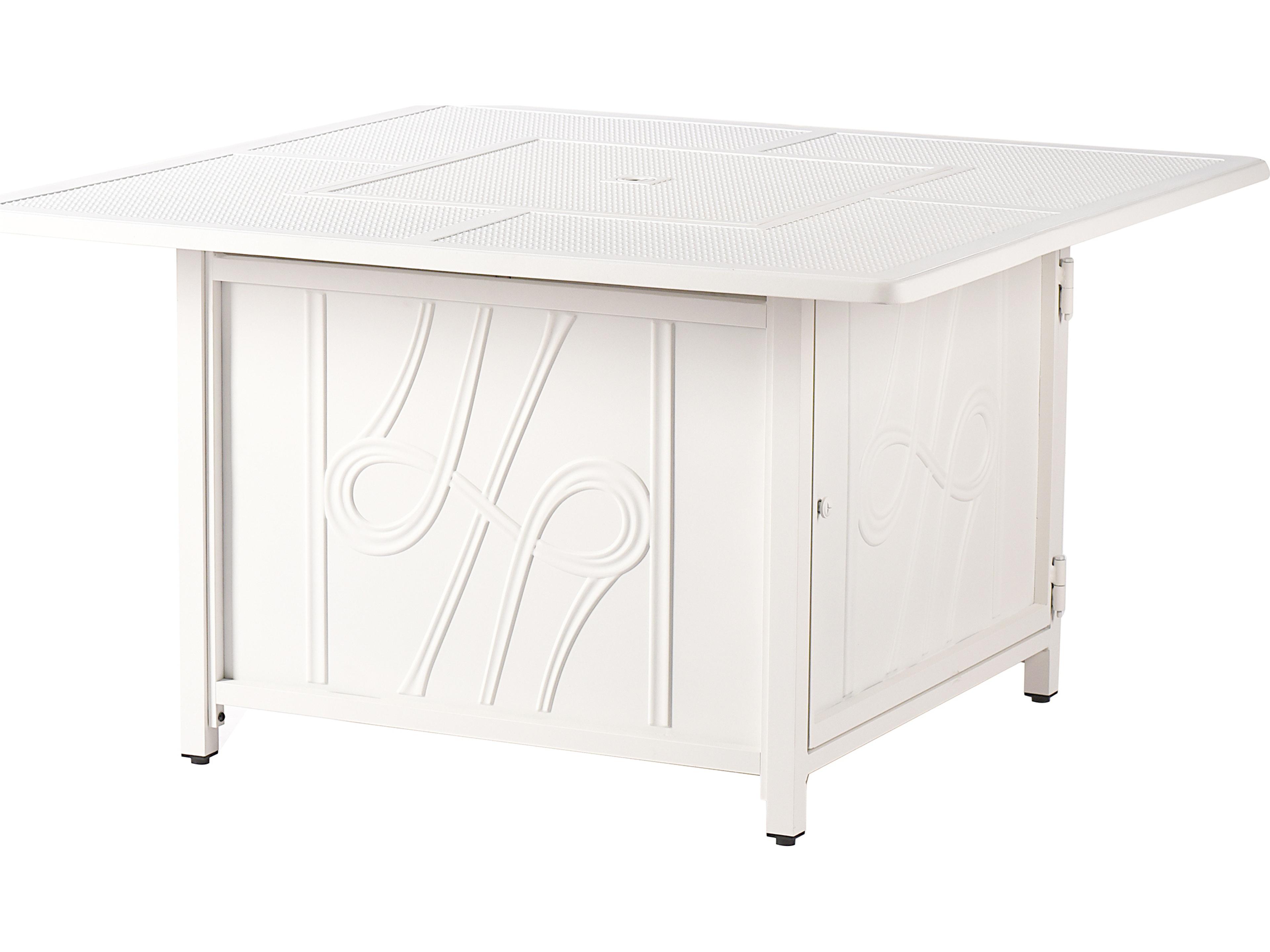 Oakland Living Square Aluminum Propane Patio Fire Pit Table with Glass Beads