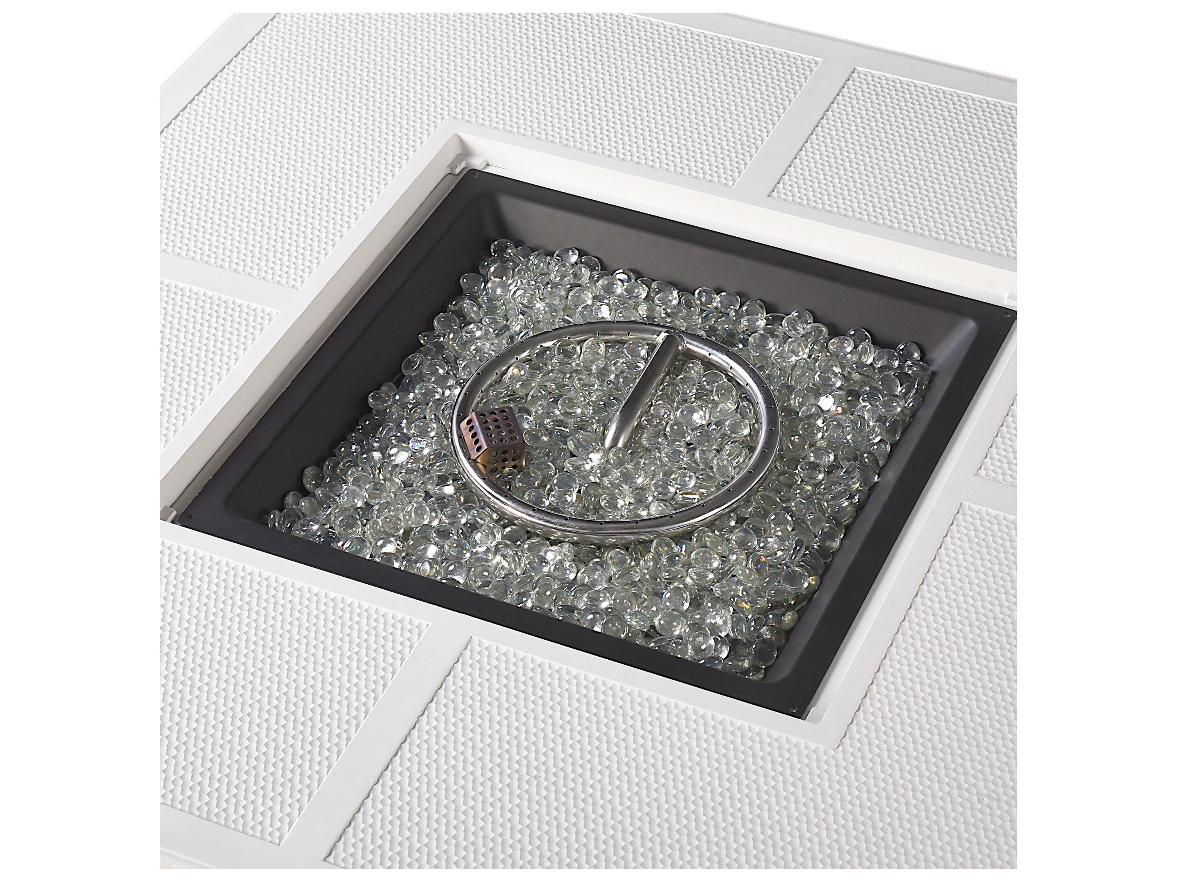 Oakland Living Square Aluminum Propane Patio Fire Pit Table with Glass Beads