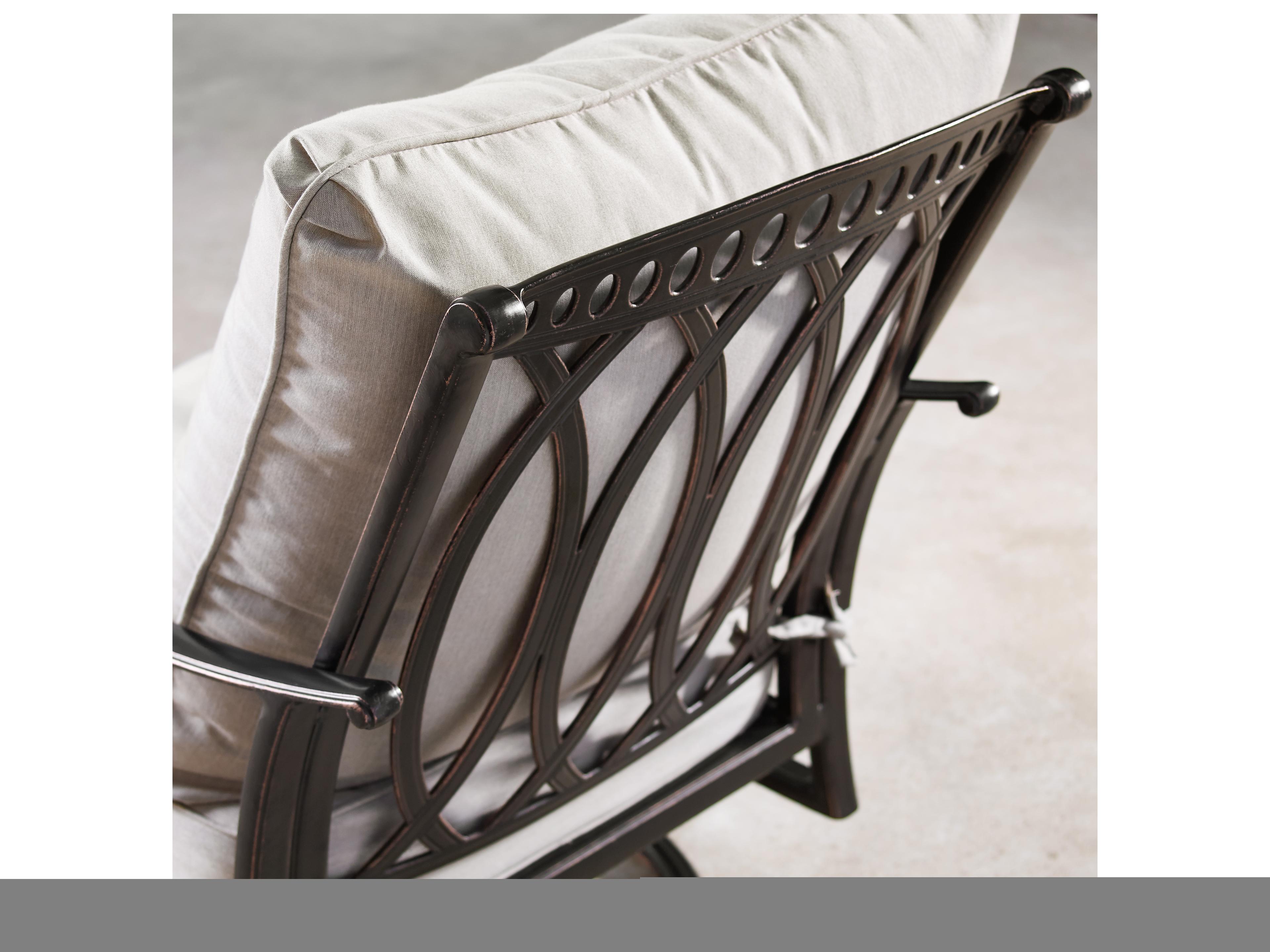 Oakland Living Aluminum Deep Seating Swivel Rocking Outdoor Patio Club Chairs in Antique Copper Finish with Thick Grey Polyester Cushions Set of 2