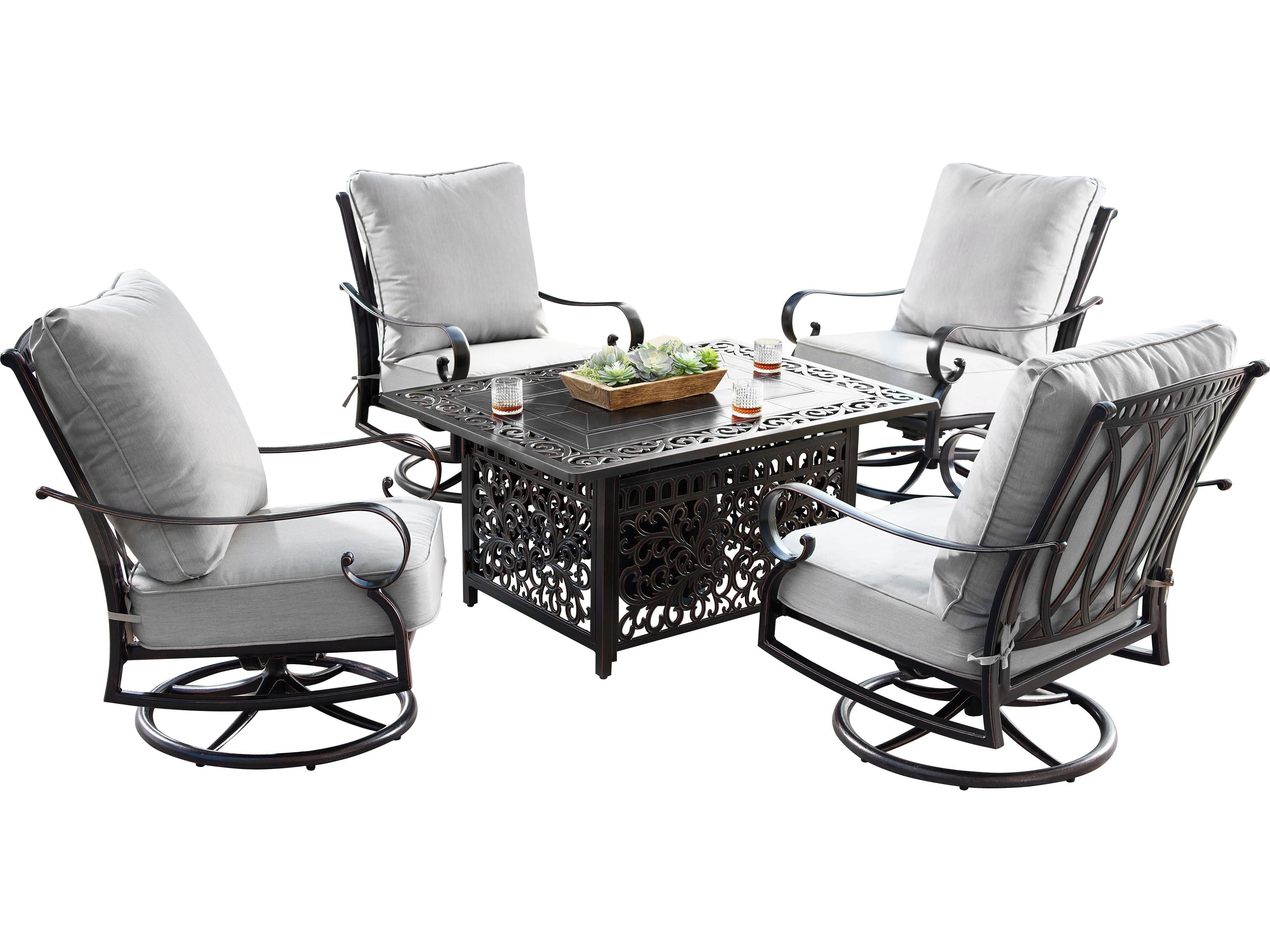 Aluminum 48'' Rectangular Fire Pit Table Set