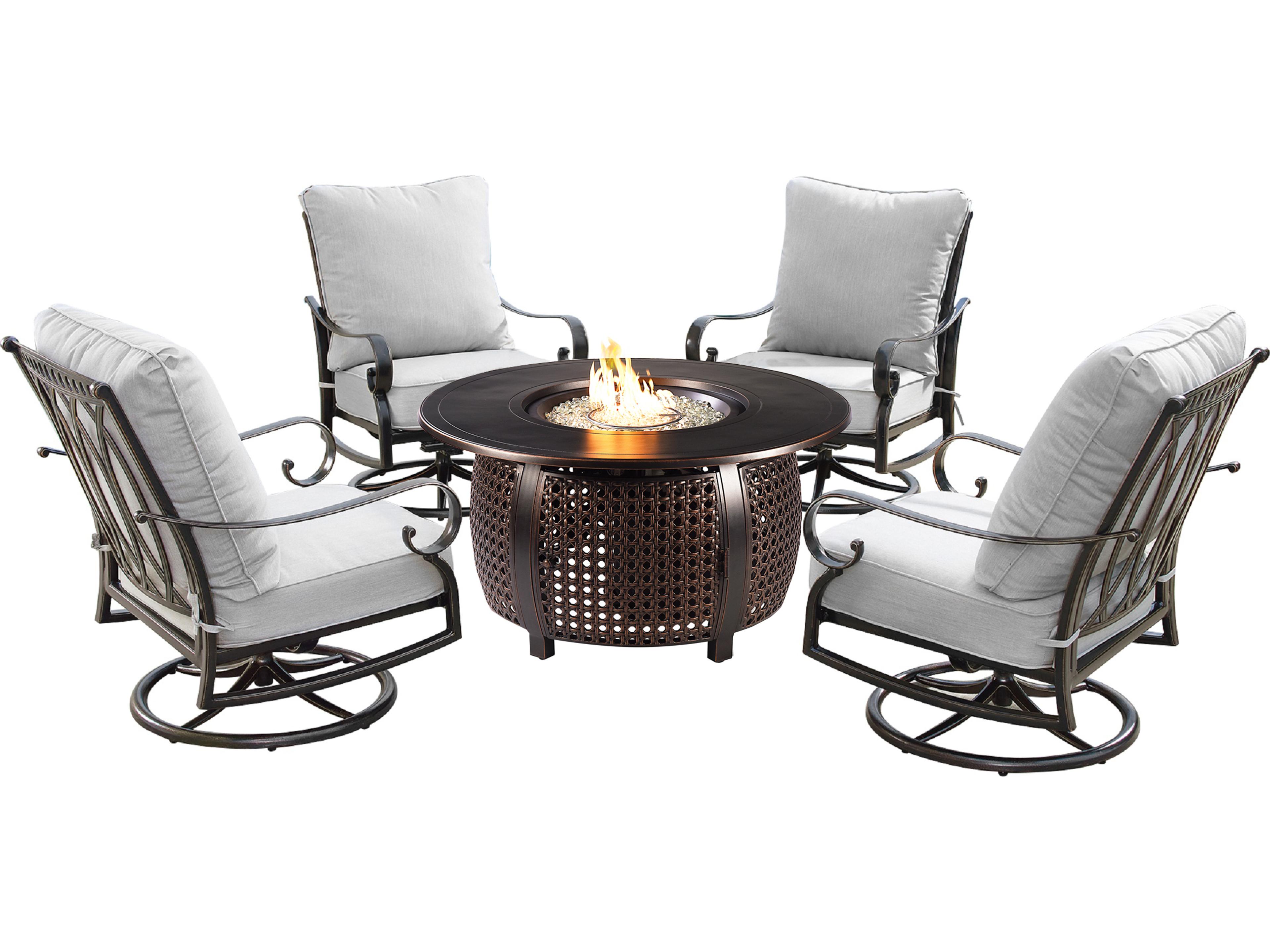 Aluminum 44'' Round Fire Pit Table Set
