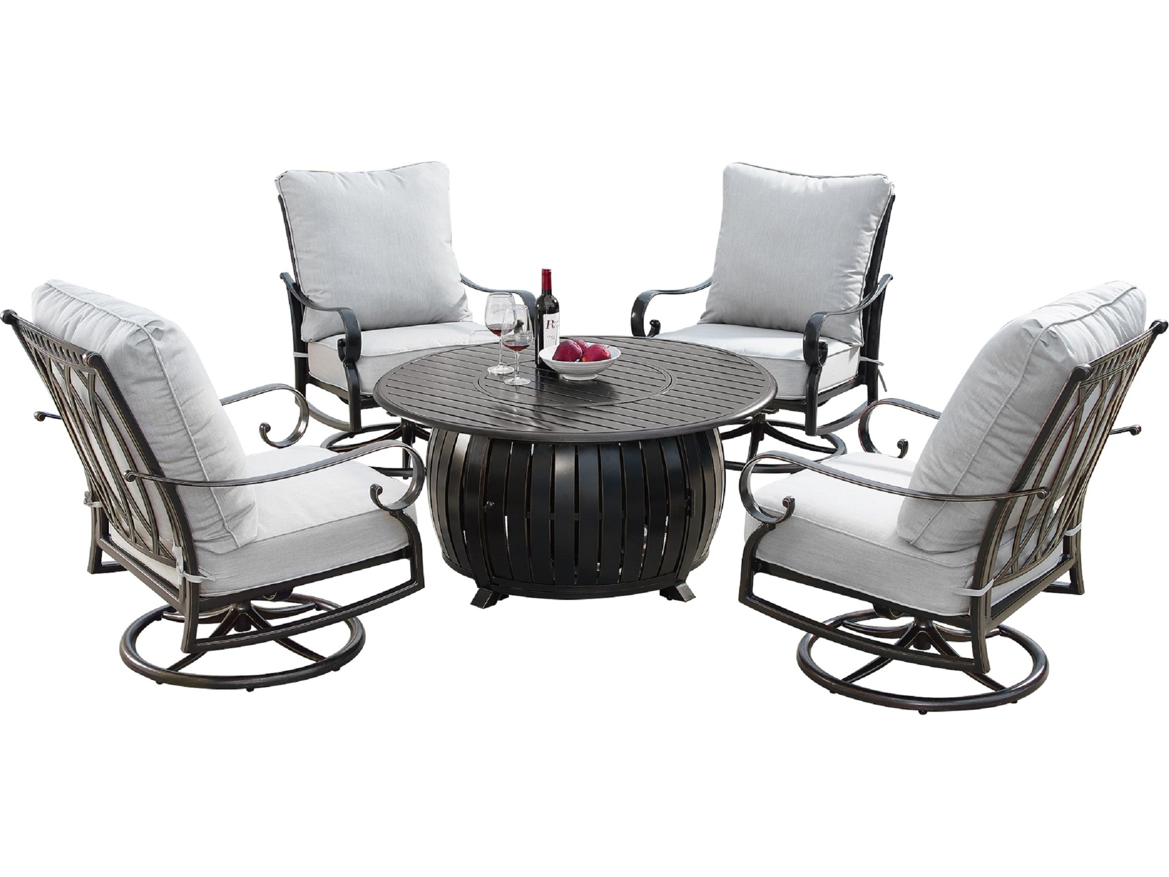 Aluminum 44'' Round Fire Pit Table Set