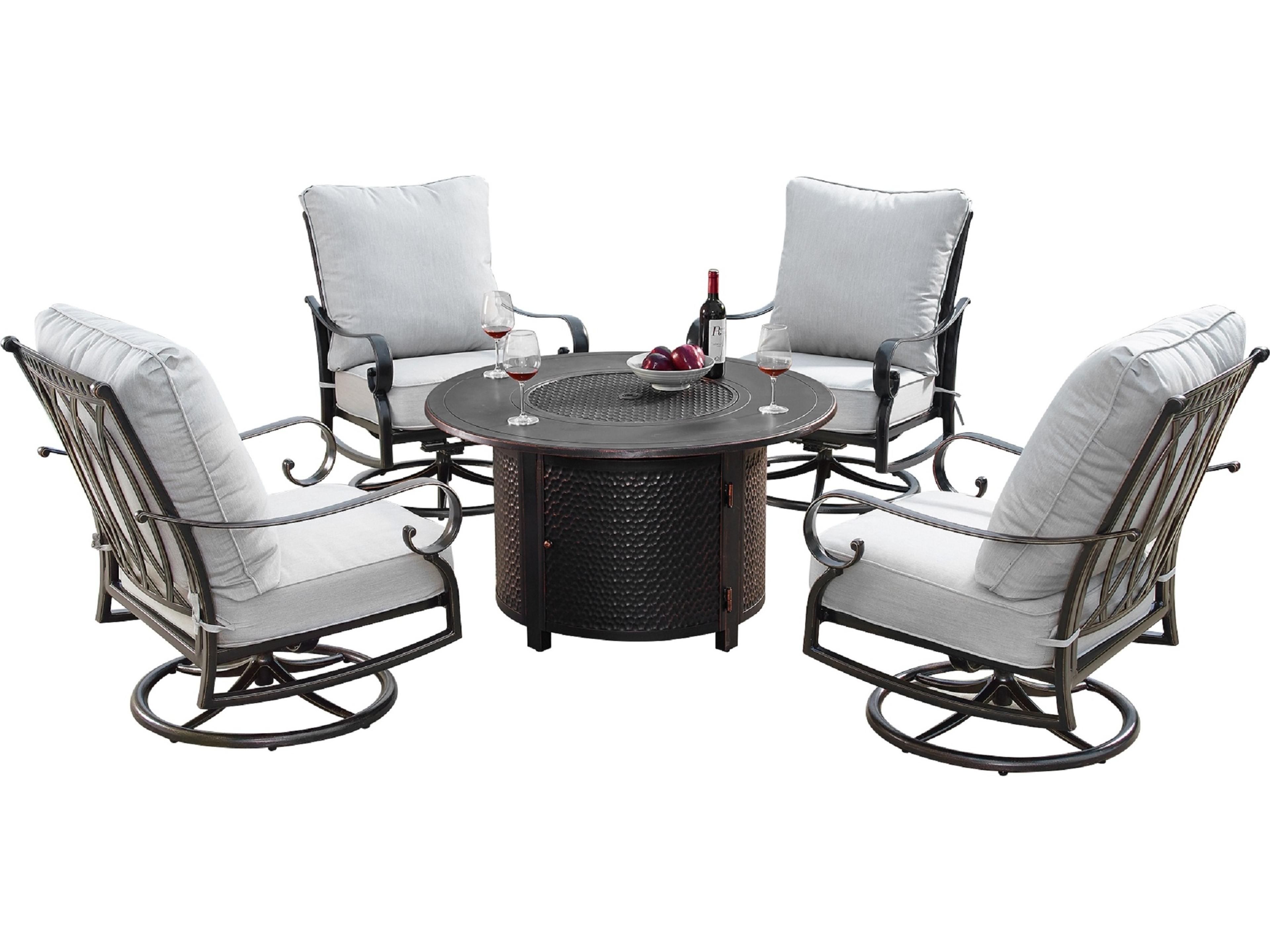 Aluminum 44'' Round Fire Pit Table Set