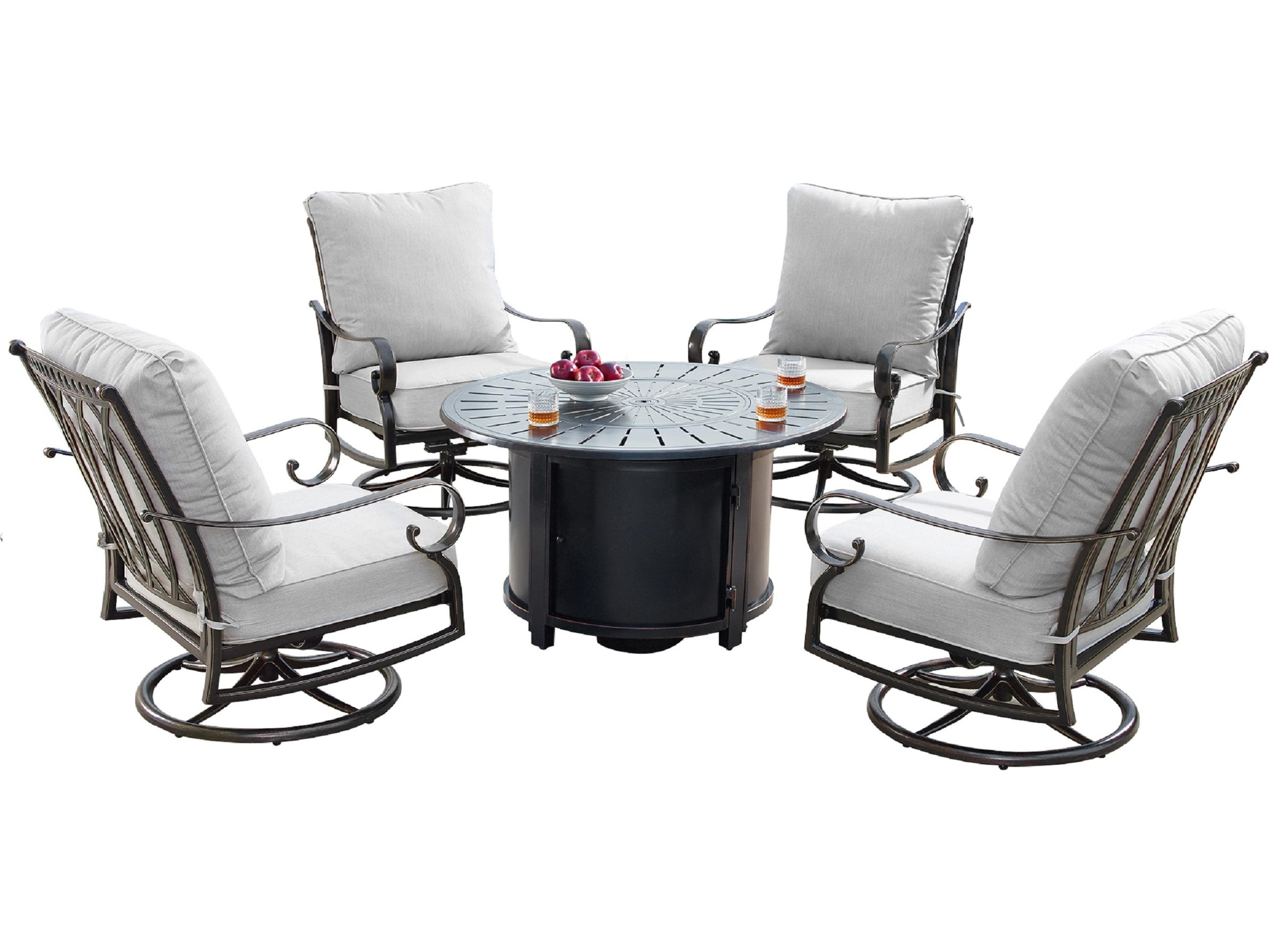Aluminum 44'' Round Fire Pit Table Set