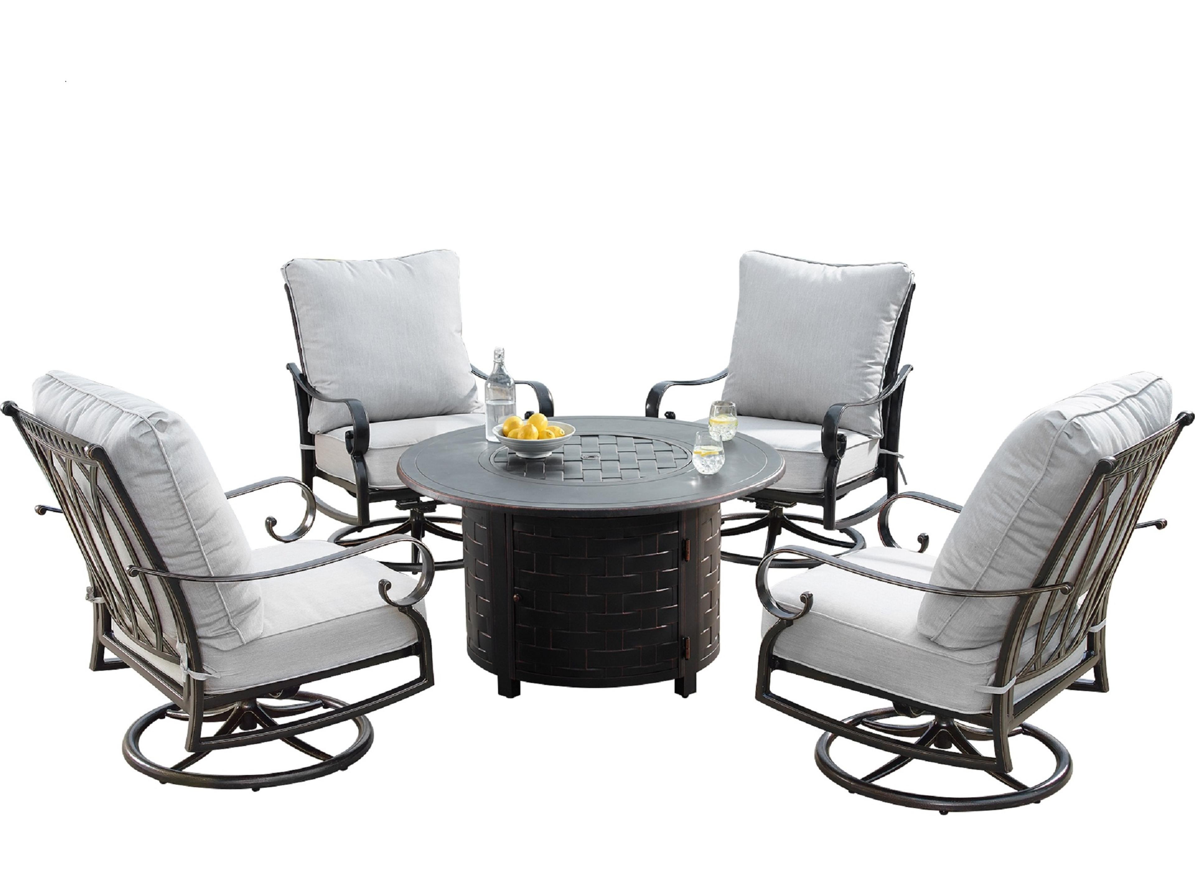 Aluminum 44'' Round Fire Pit Table Set