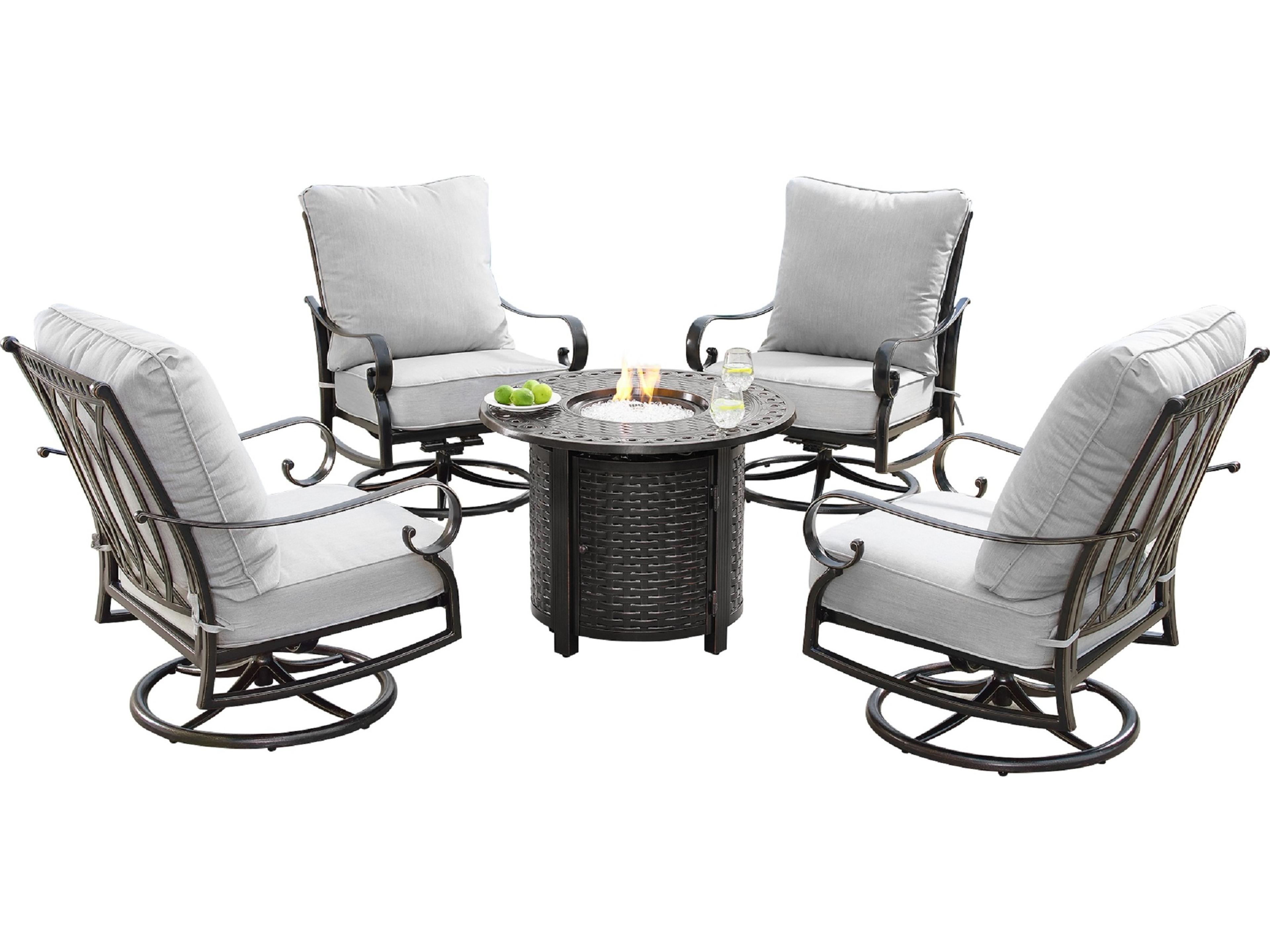 Aluminum 34'' Round Fire Pit Table Set