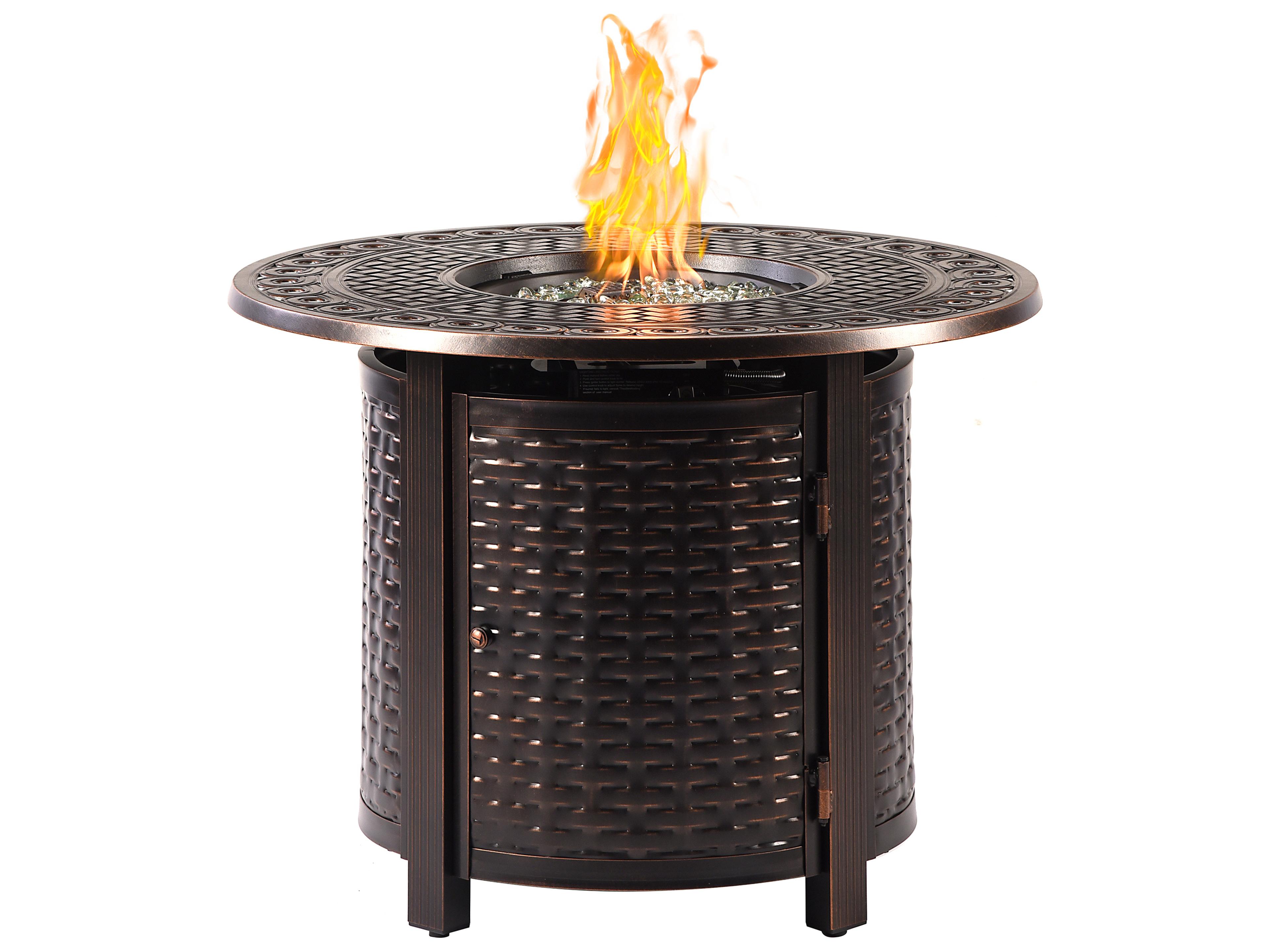 Oakland Living Aluminum 34'' Round Fire Pit Table Set