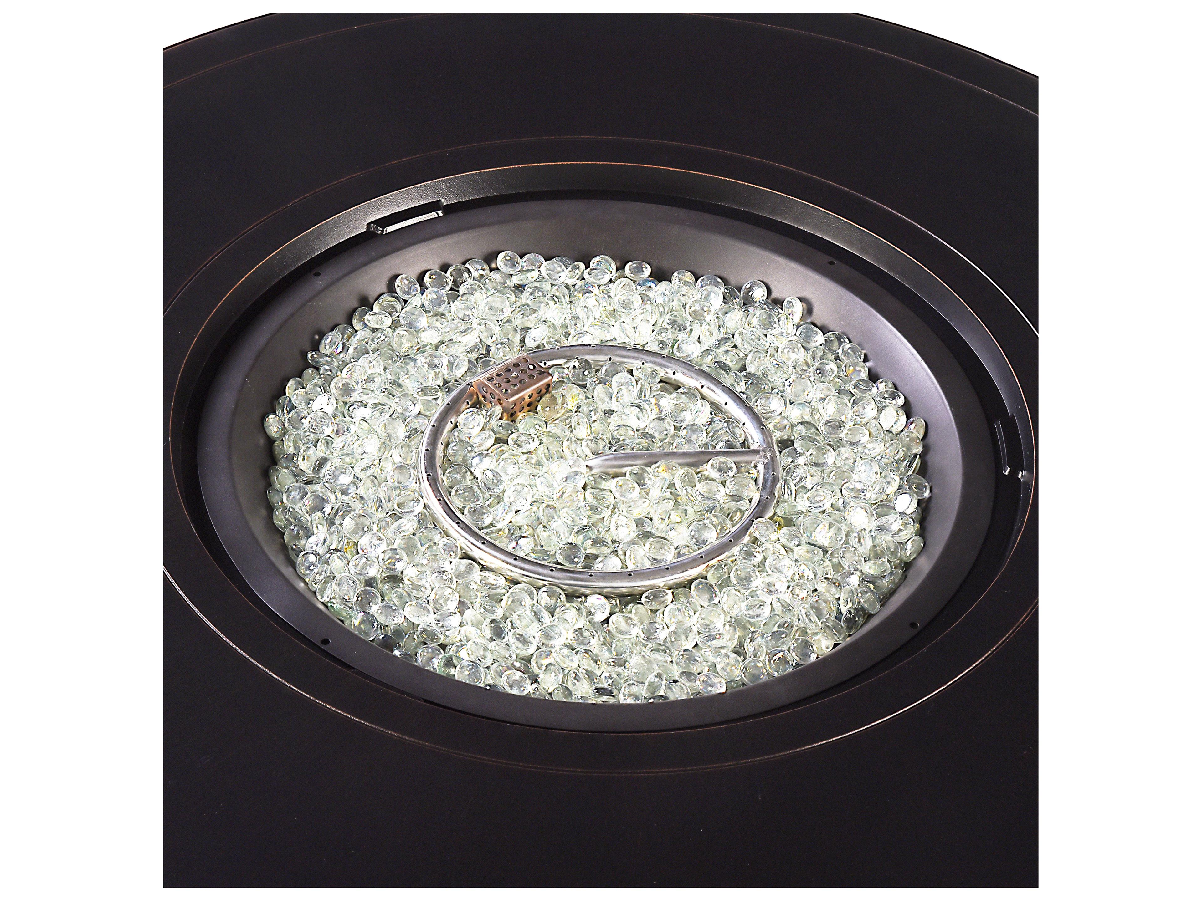 Oakland Living Aluminum Round Propane Outdoor Fire Pit Table with Fire Beads