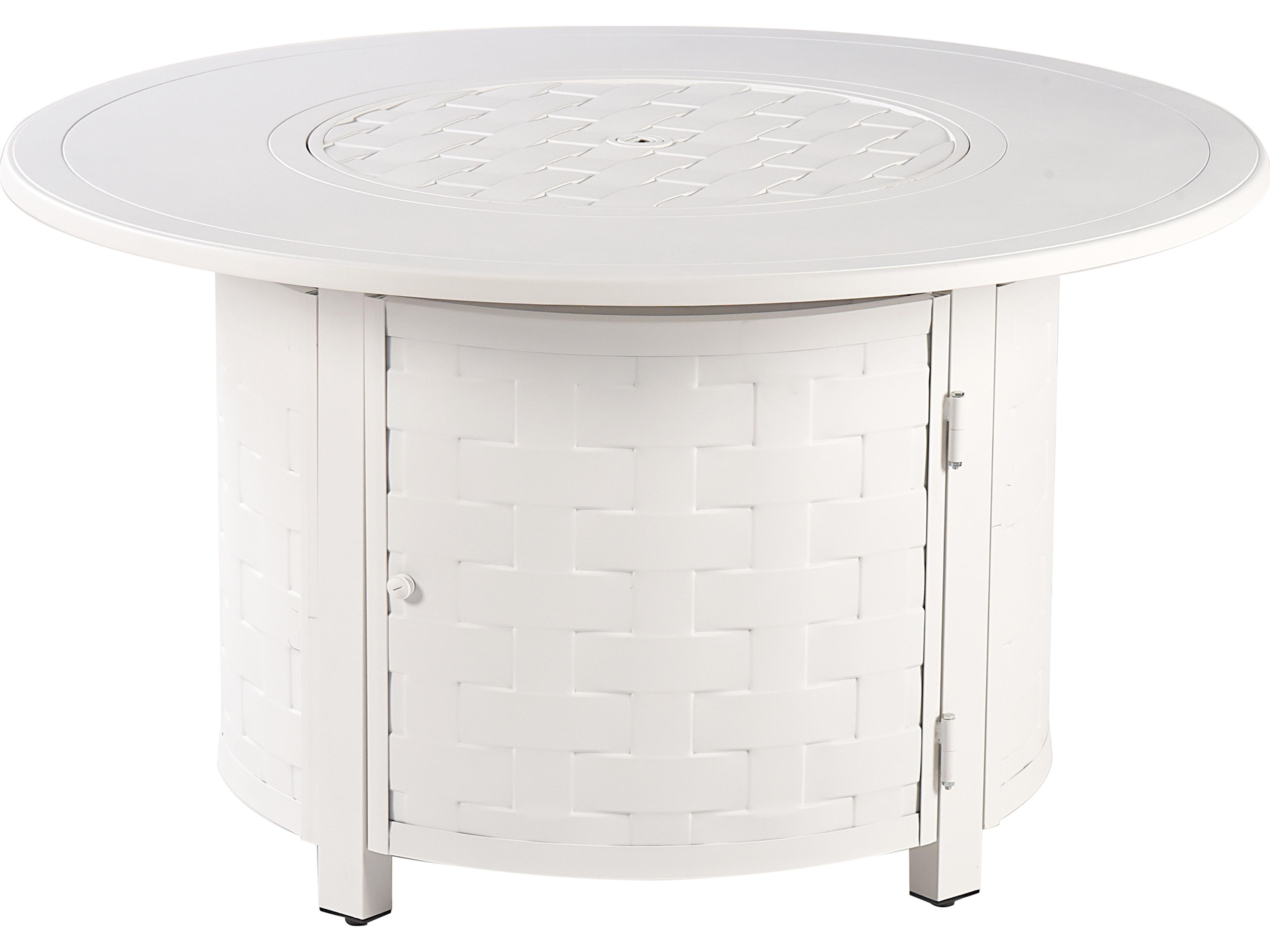 Oakland Living Round Aluminum Propane Outdoor Fire Pit Table with Glass Beads