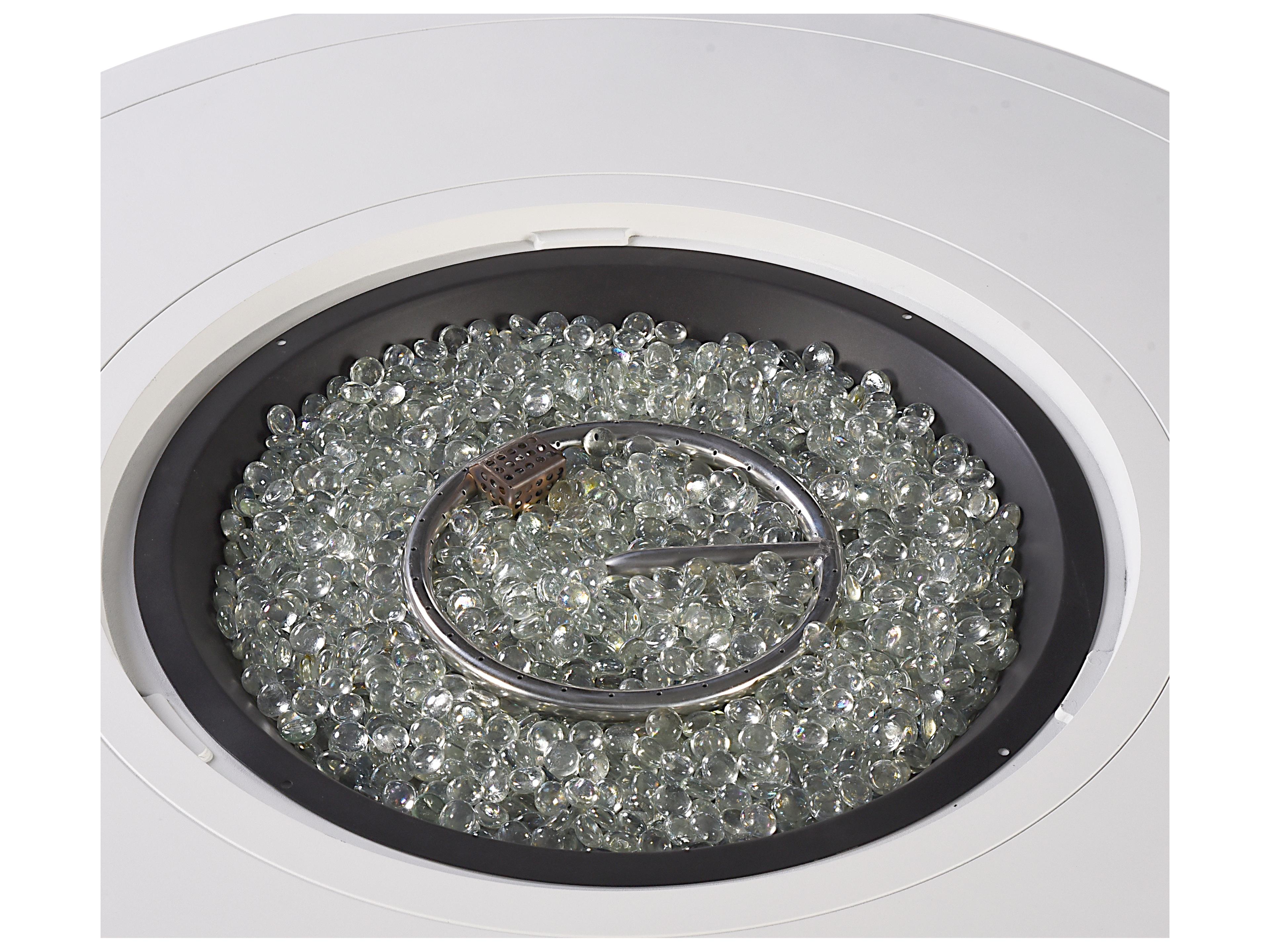 Oakland Living Round Aluminum Propane Outdoor Fire Pit Table with Glass Beads