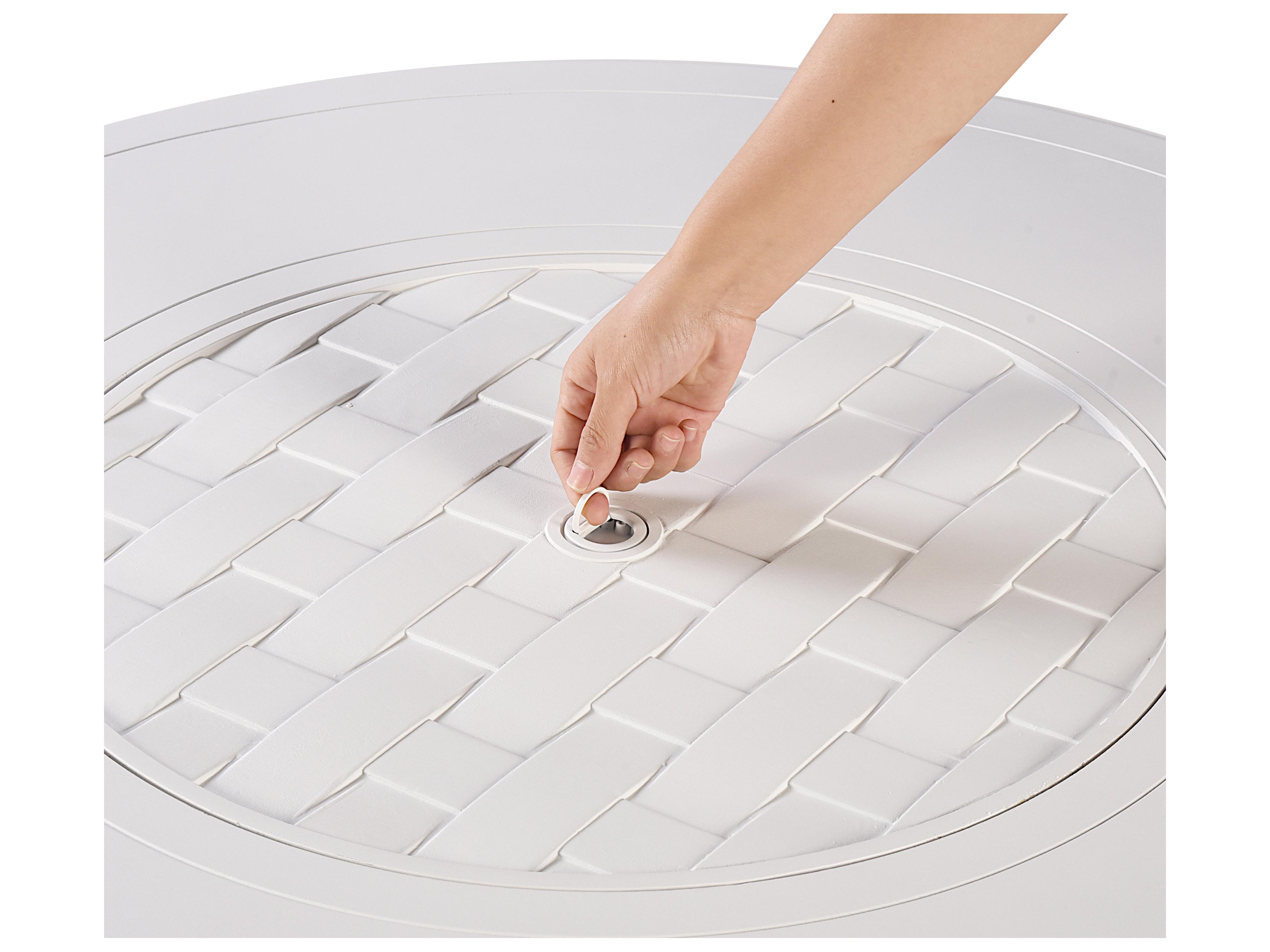 Oakland Living Round Aluminum Propane Outdoor Fire Pit Table with Glass Beads