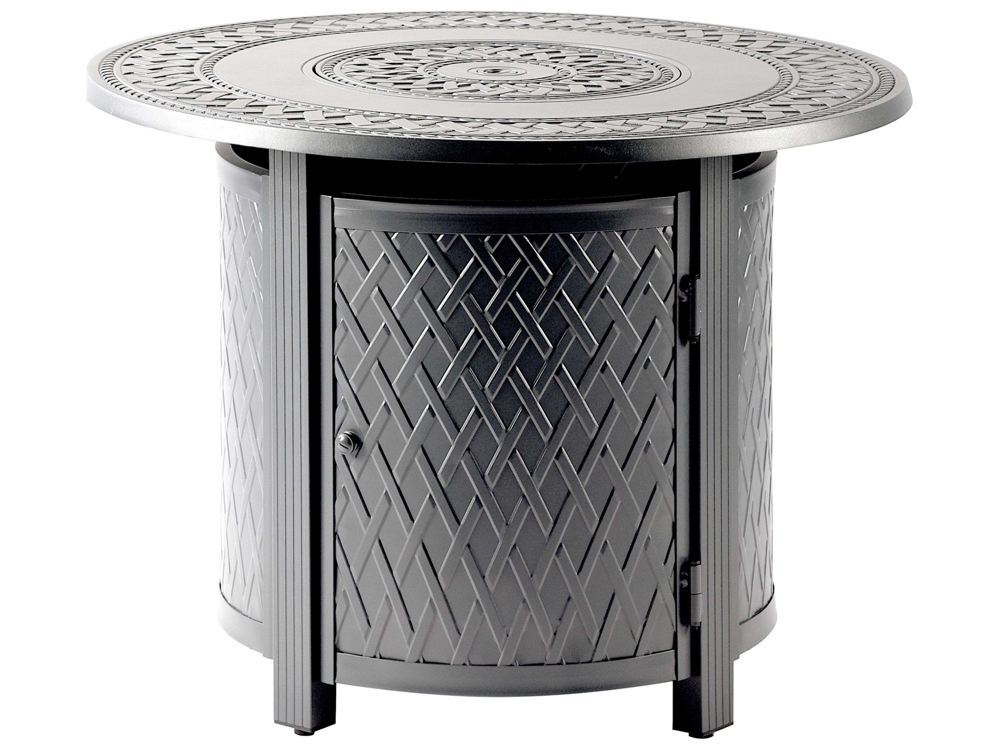 Oakland Living Round Aluminum Propane Outdoor Fire Pit Table with Glass Beads