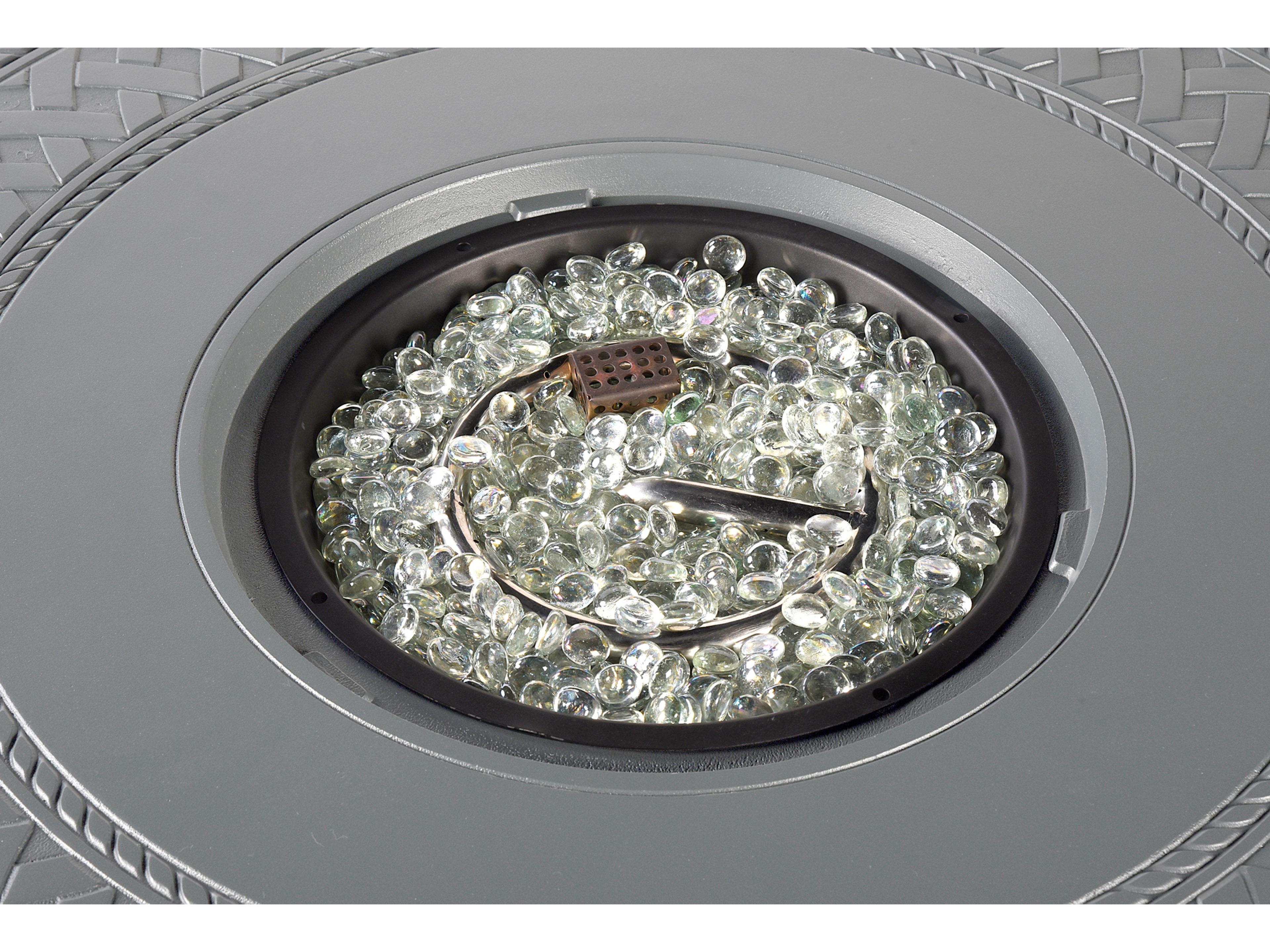 Oakland Living Round Aluminum Propane Outdoor Fire Pit Table with Glass Beads